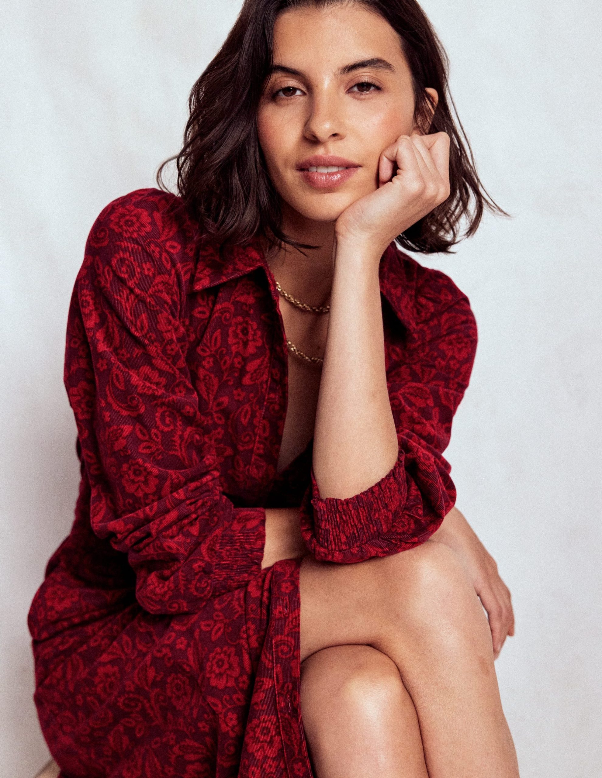 Clara Cord Midi Dress-Red Liquorice. Ornate Flora - Image 4