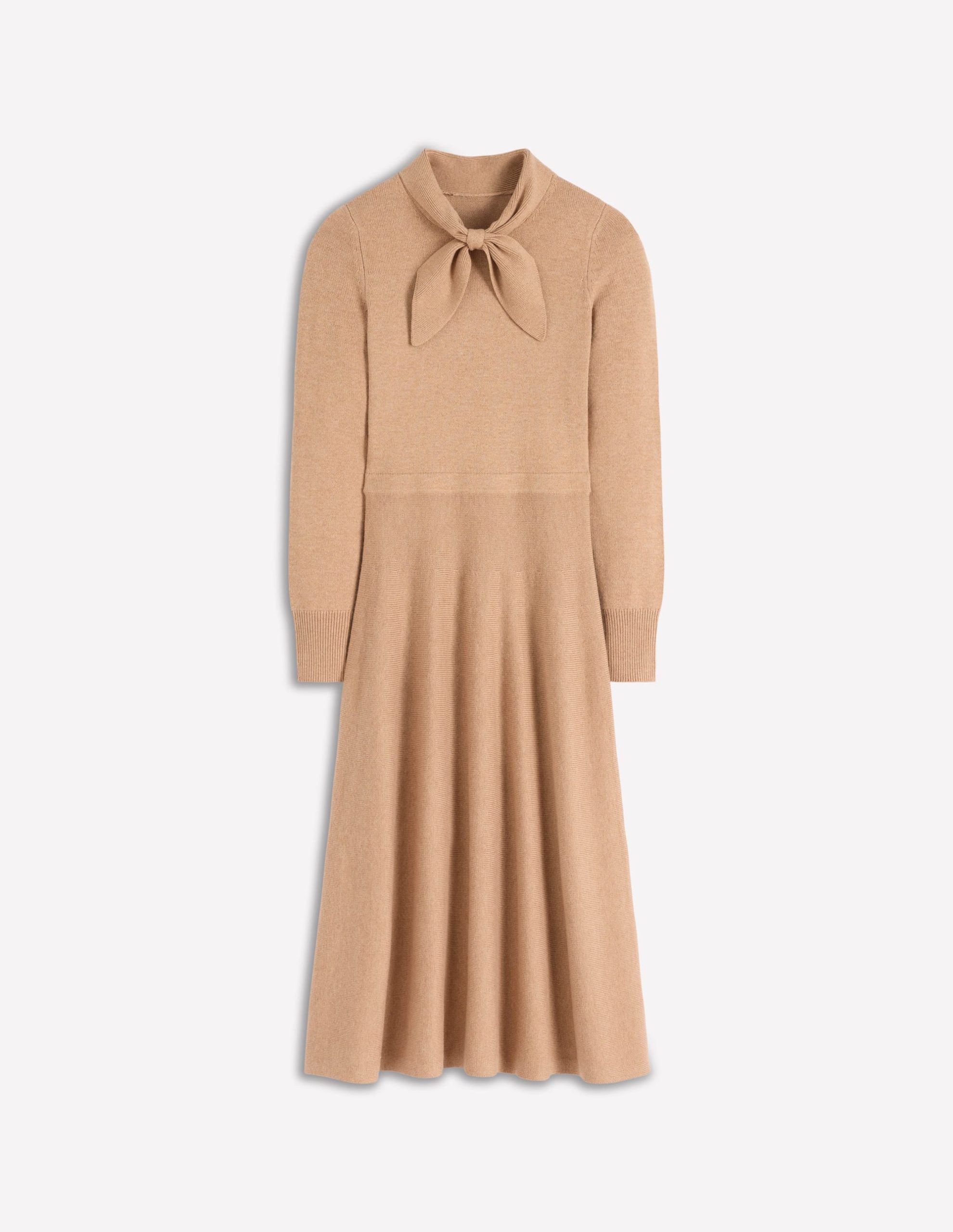 Knitted Bow Dress-Camel Melange - Image 7