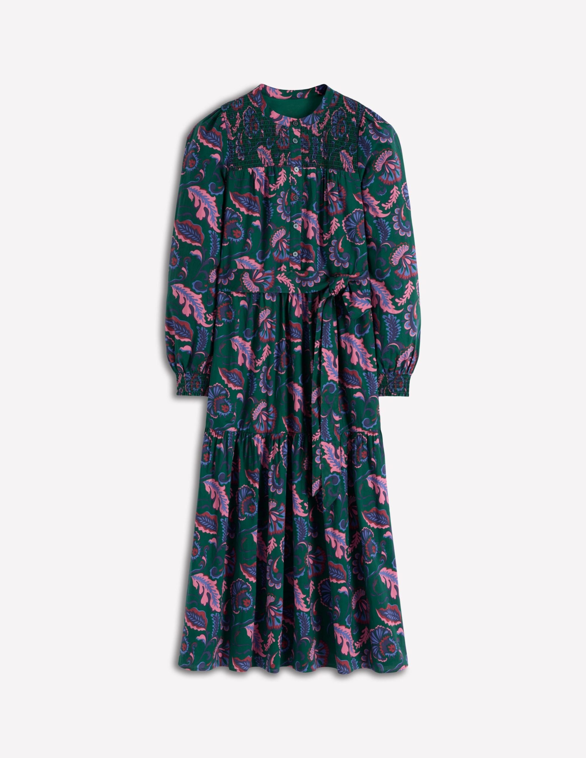 Cecily Cotton Midi Dress-Emerald Night. Ornate Meadow - Image 7