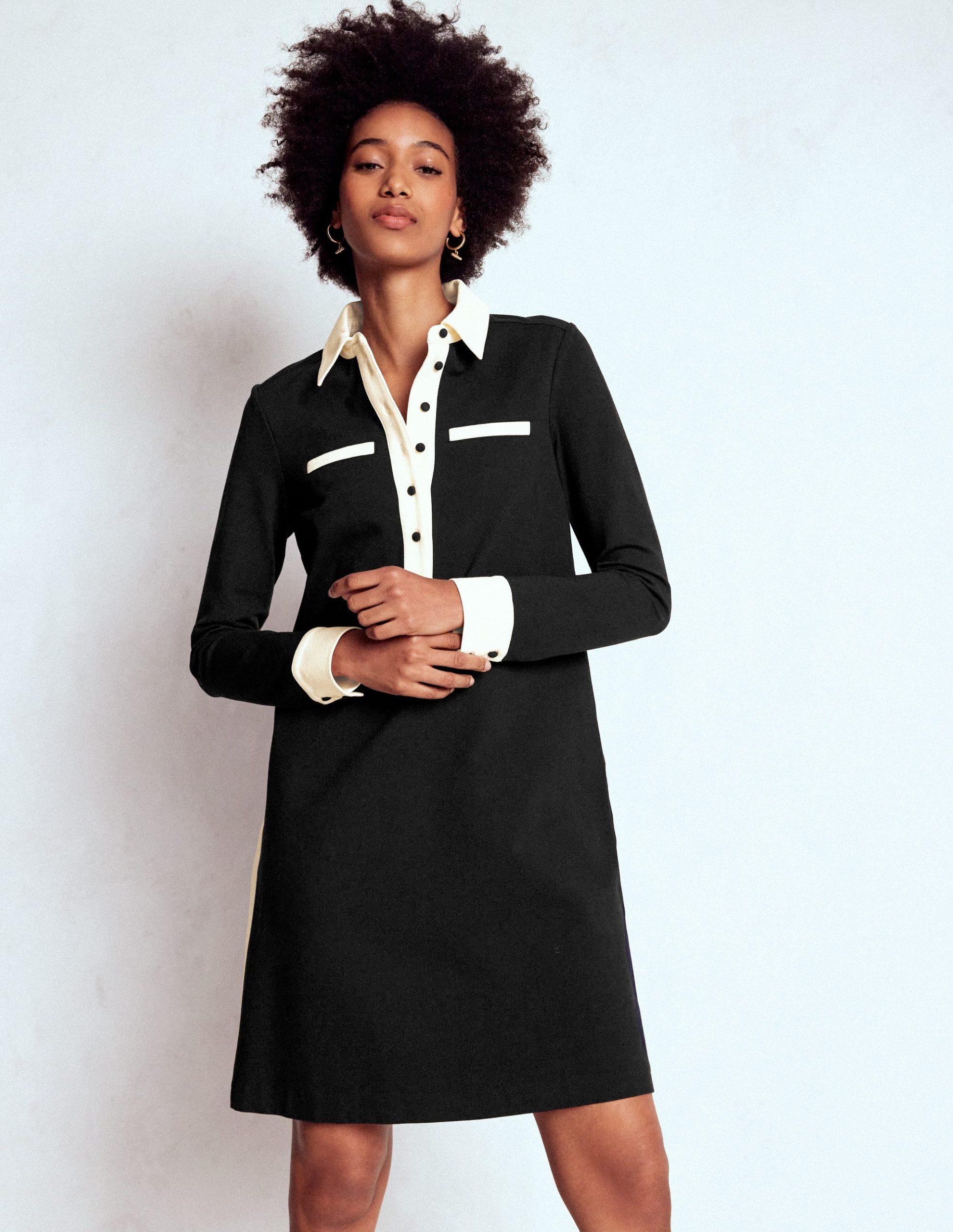 Georgina Ponte Dress-Black & White - Image 4