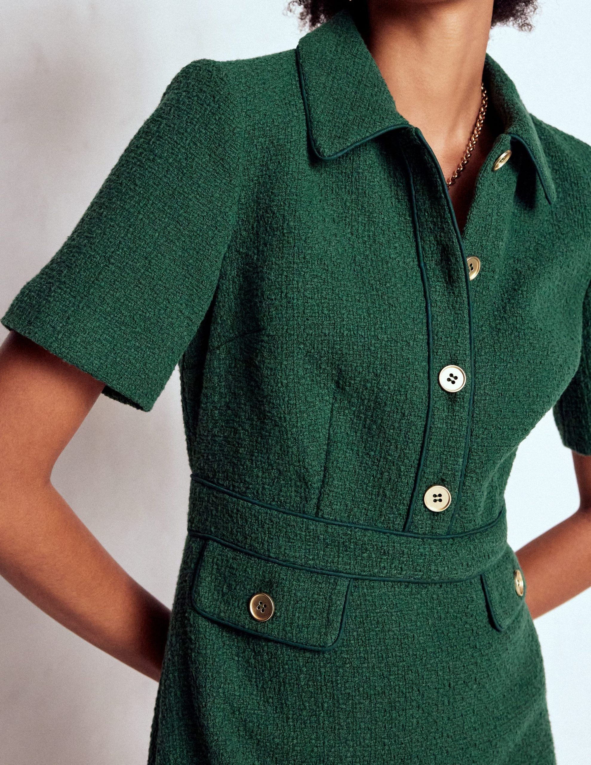 Eda Cotton Shift Dress-Emerald Night - Image 2