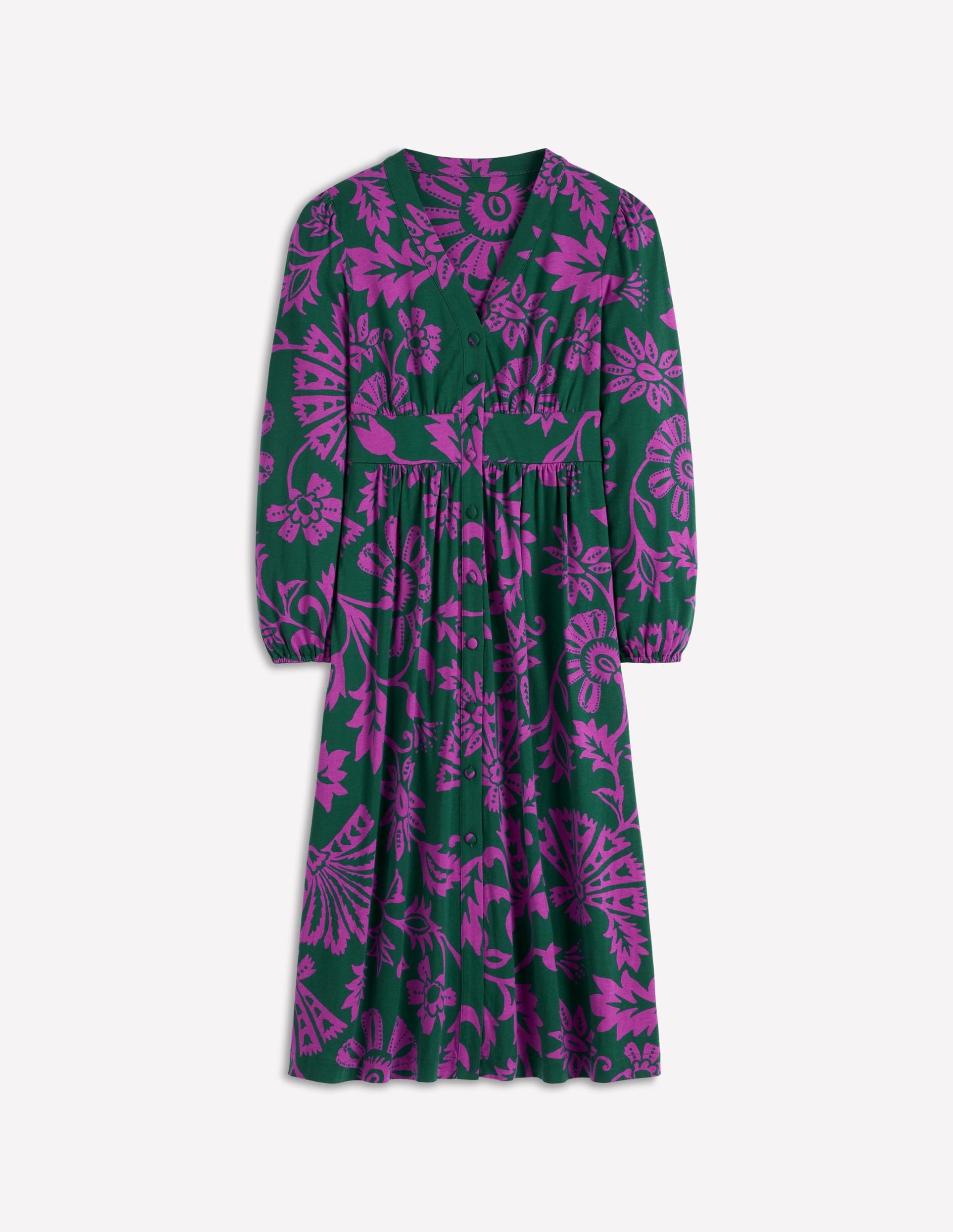 Natalia Long Sleeve Tea Dress-Emerald Night. Elaborate Vine - Image 6
