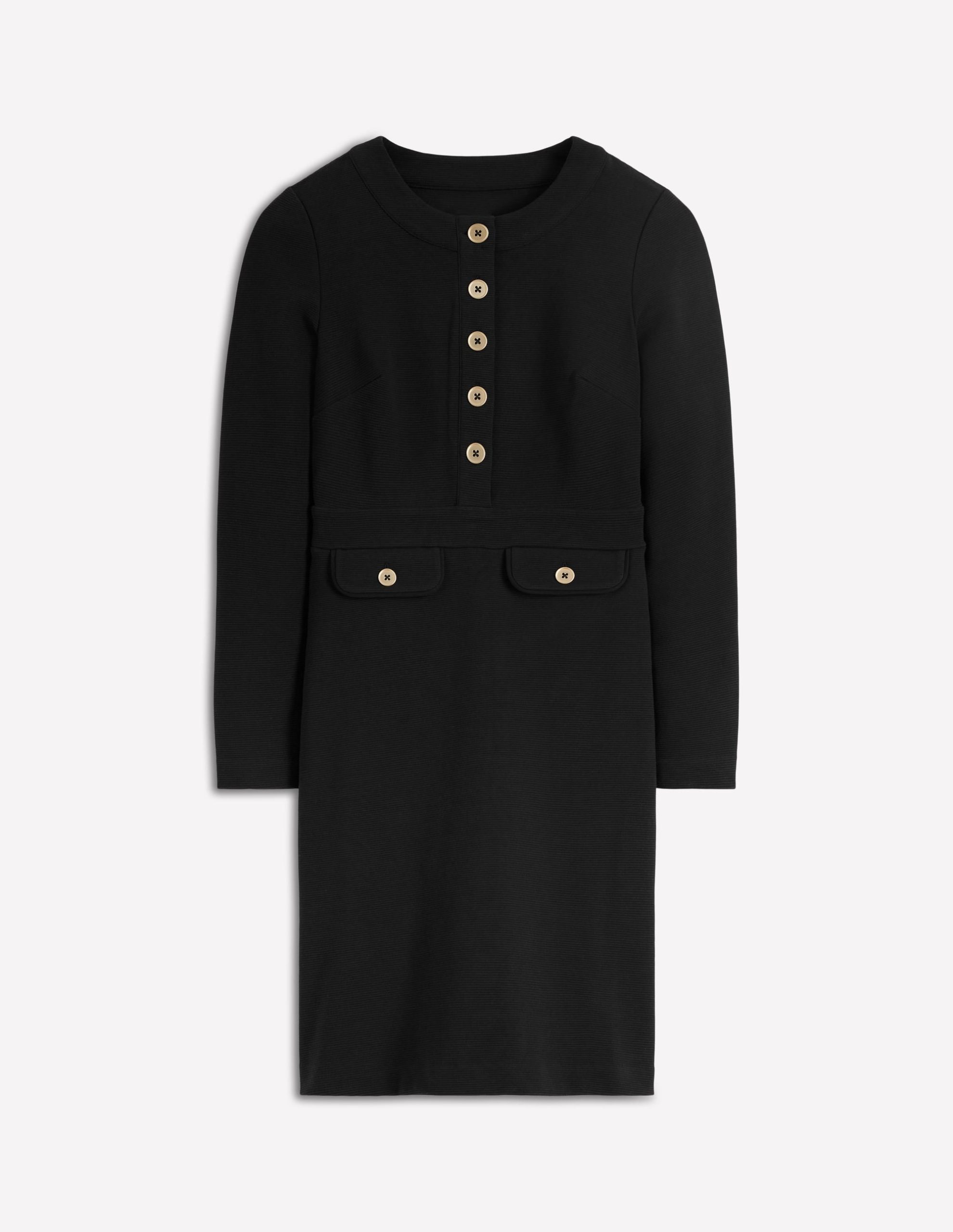 Lavinia Button Shift Dress-Black - Image 6