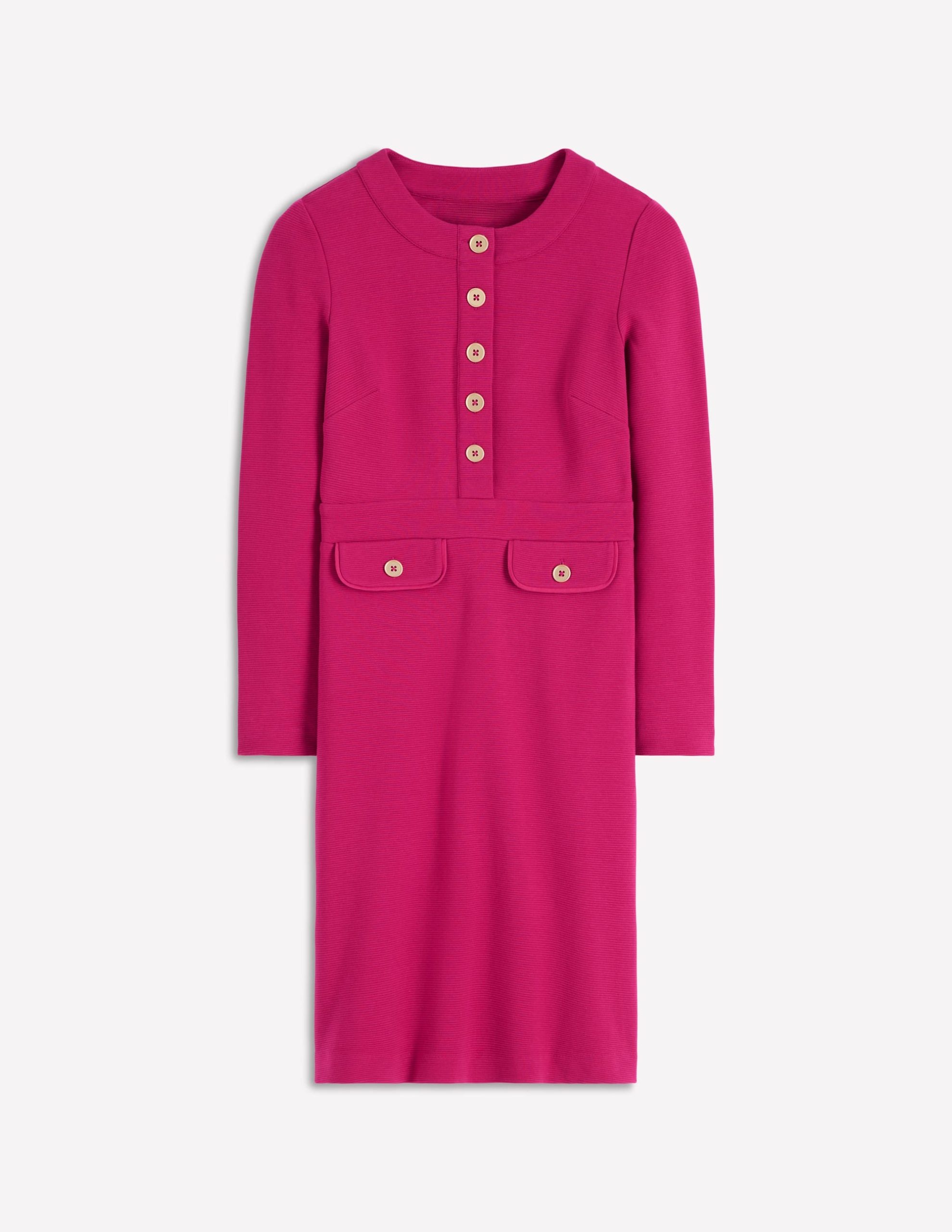 Lavinia Button Shift Dress-Vibrant Pink - Image 5