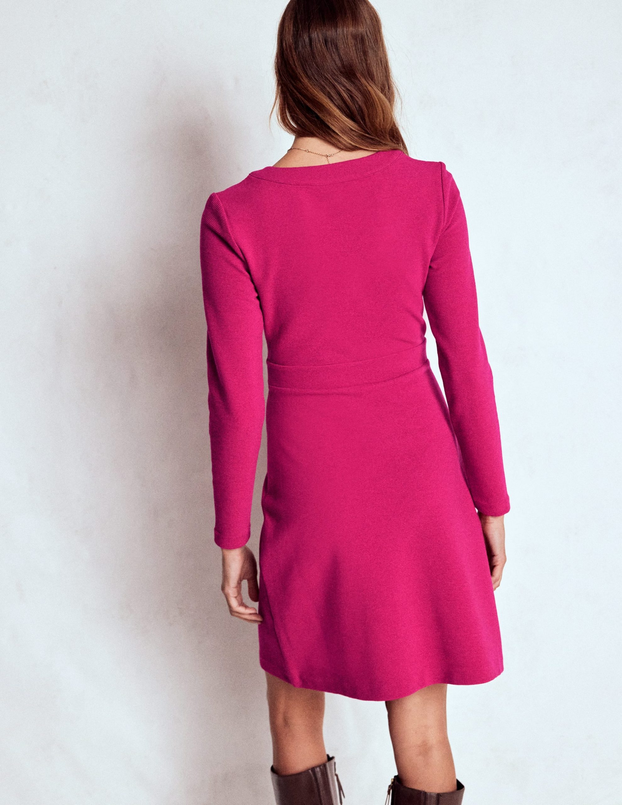 Lavinia Button Shift Dress-Vibrant Pink - Image 3