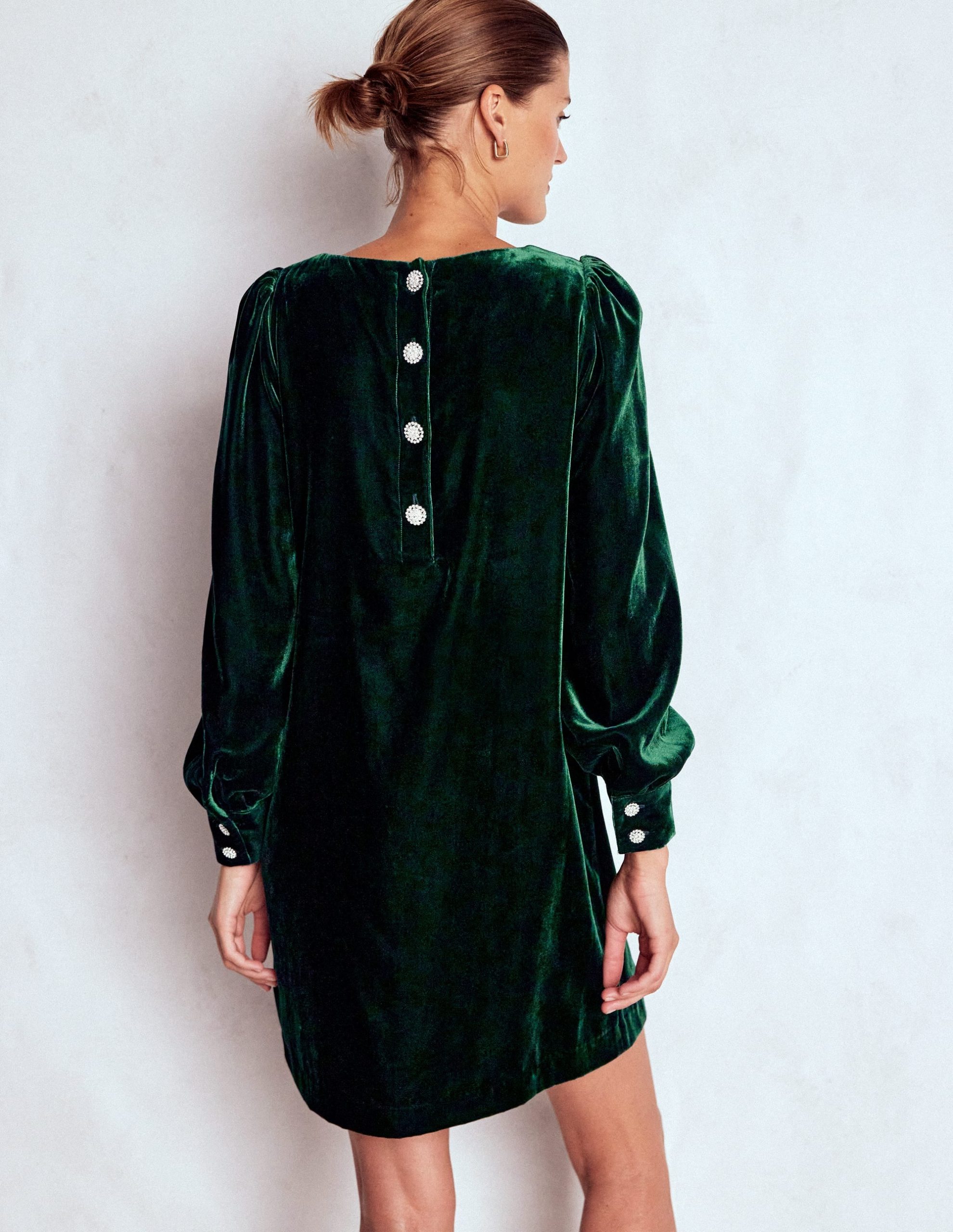 Estella Velvet Shift Dress-Emerald Night - Image 4