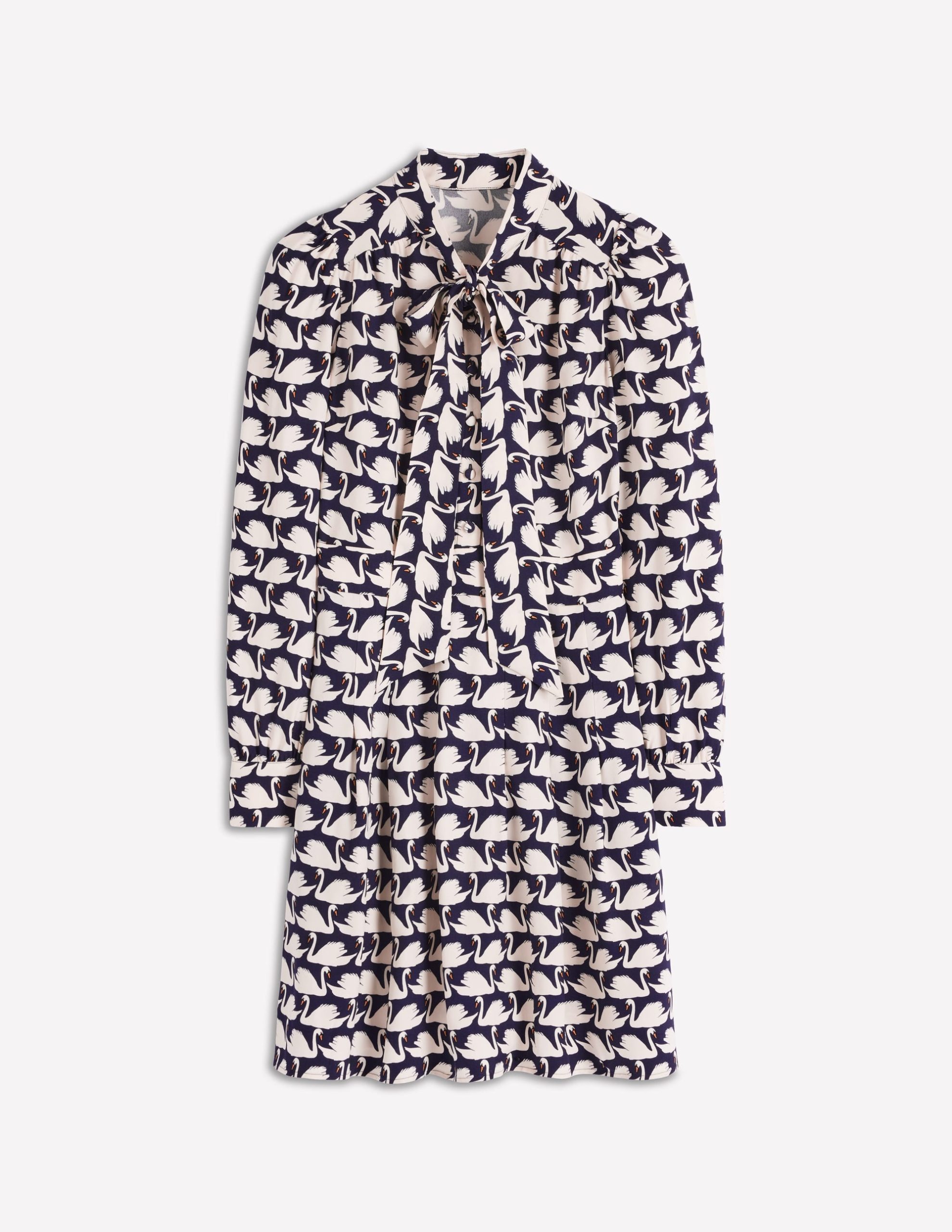 Tie Neck Short Dress-French Navy. Geo Swan - Image 7