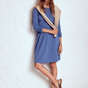 Mila Short Jersey Dress-Denim Blue