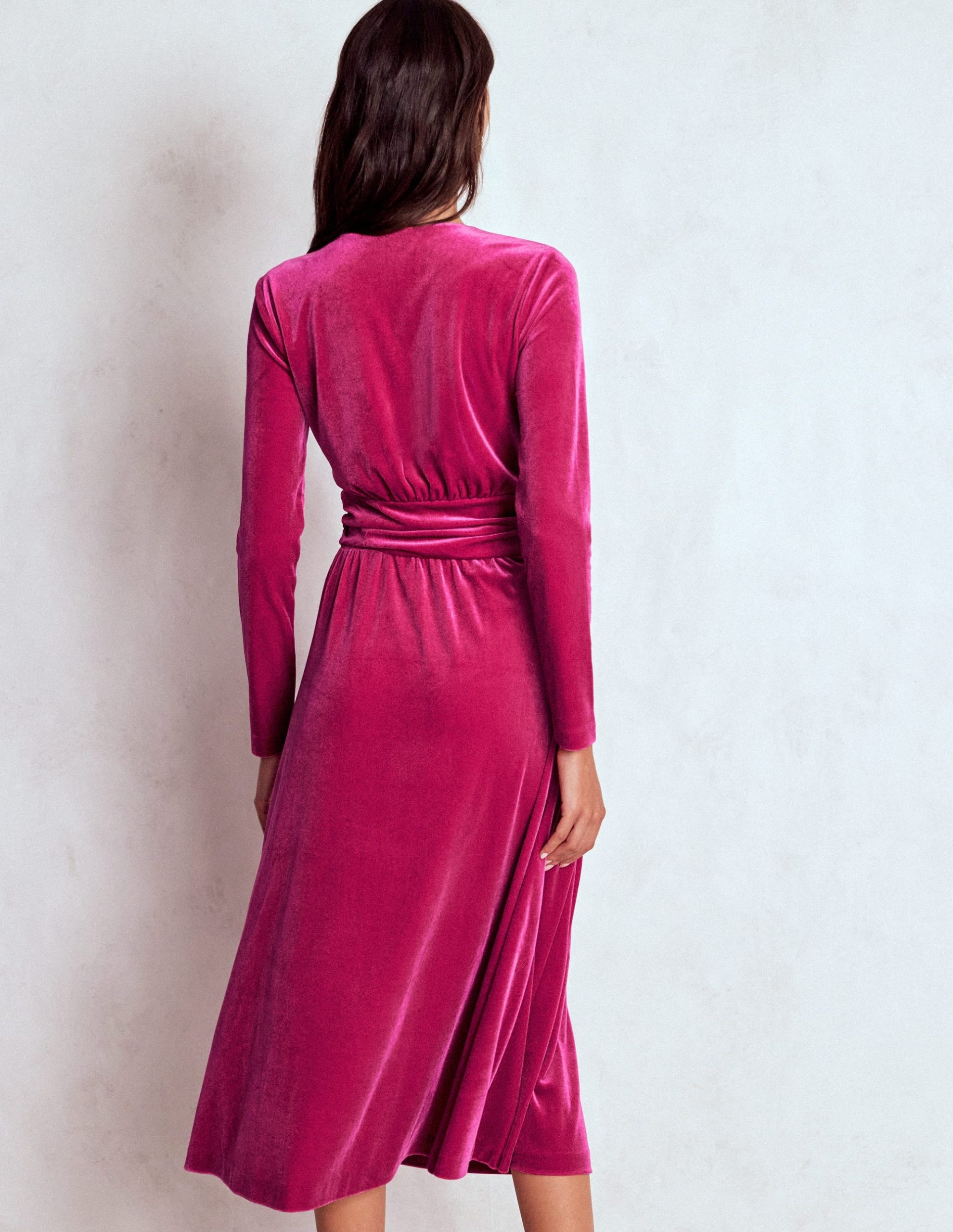 Tilda Velvet Midi Dress-Vibrant Pink - Image 4