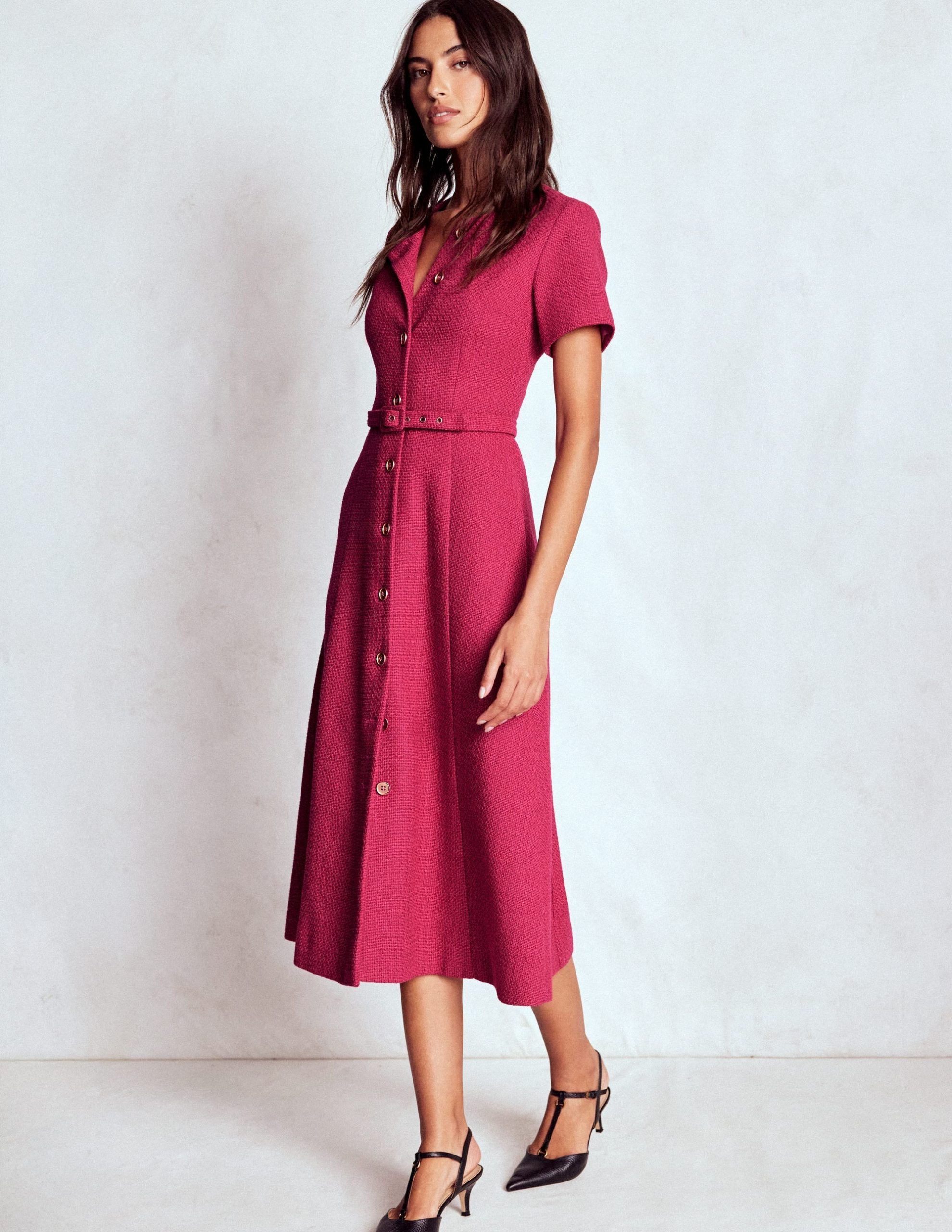 Charlotte Cotton Midi Dress-Bright Cherry - Image 5