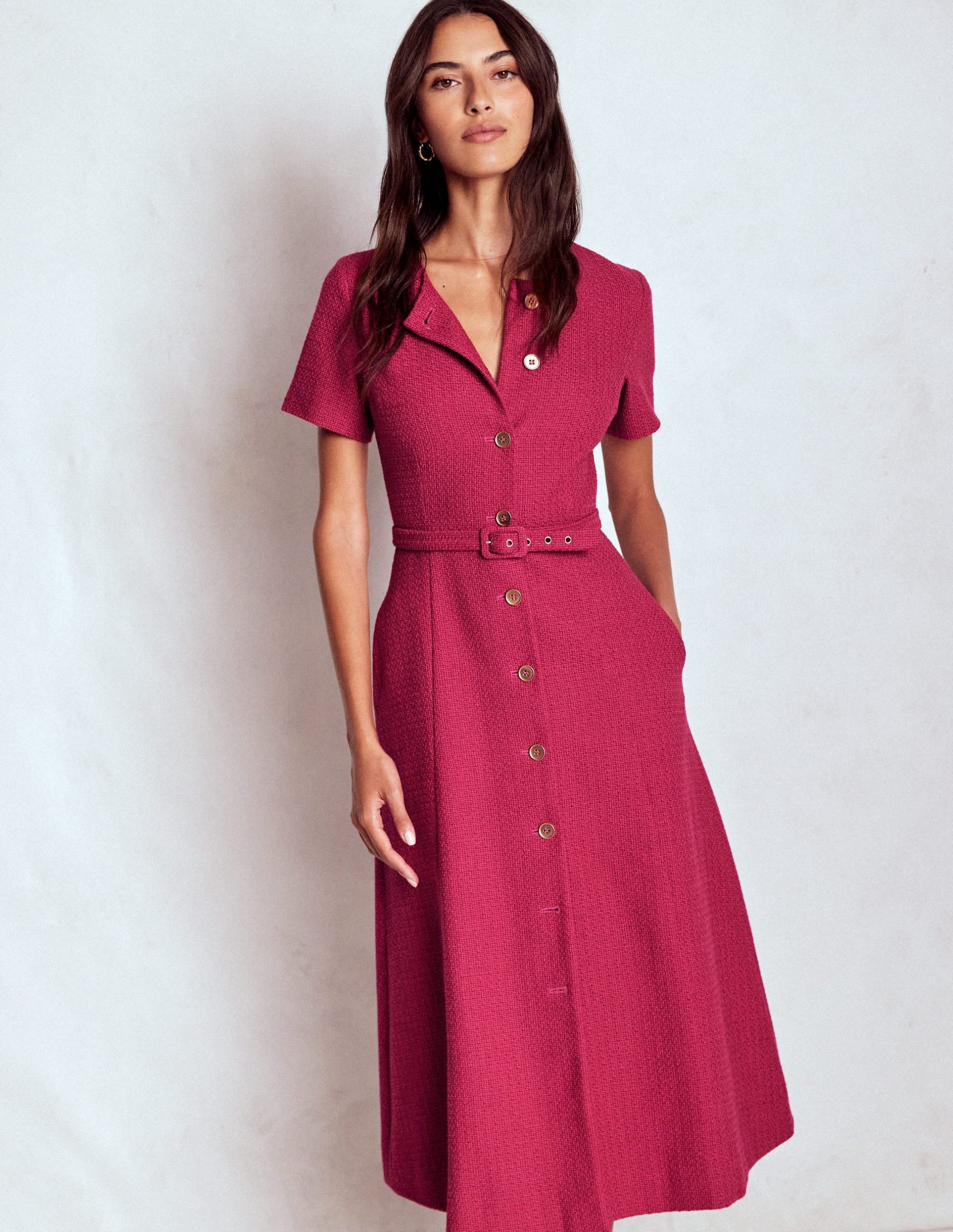 Charlotte Cotton Midi Dress-Bright Cherry - Image 6