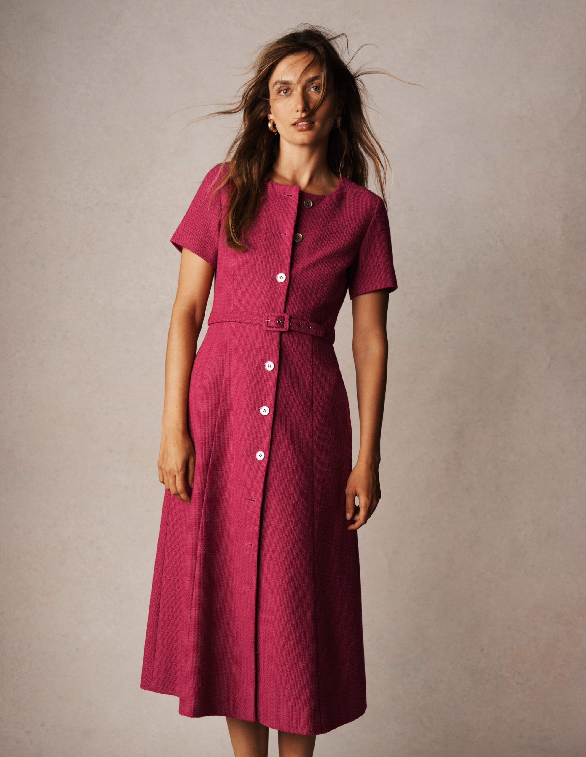 Charlotte Cotton Midi Dress-Bright Cherry
