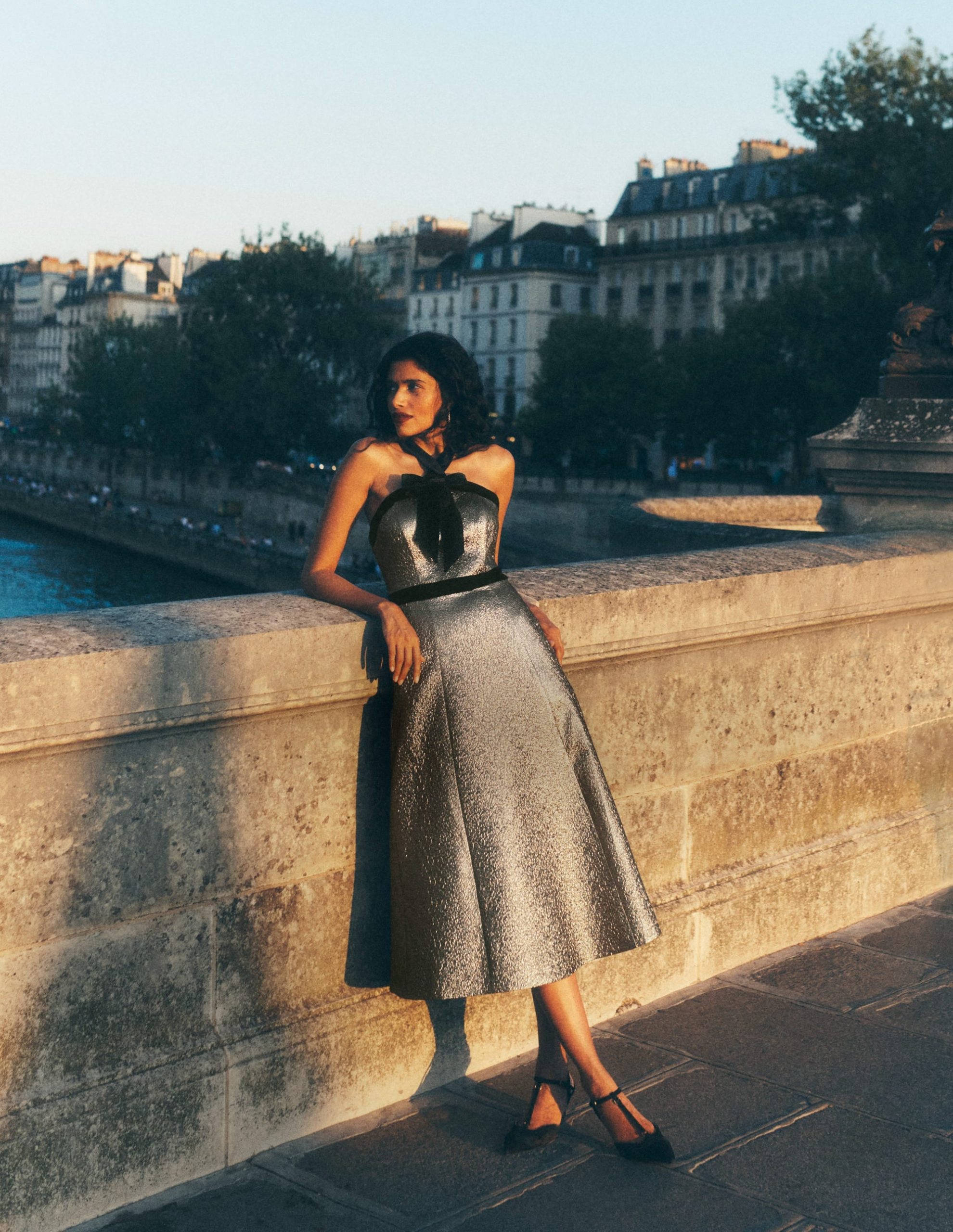 Halter Fit & Flare Gold Dress-Gold