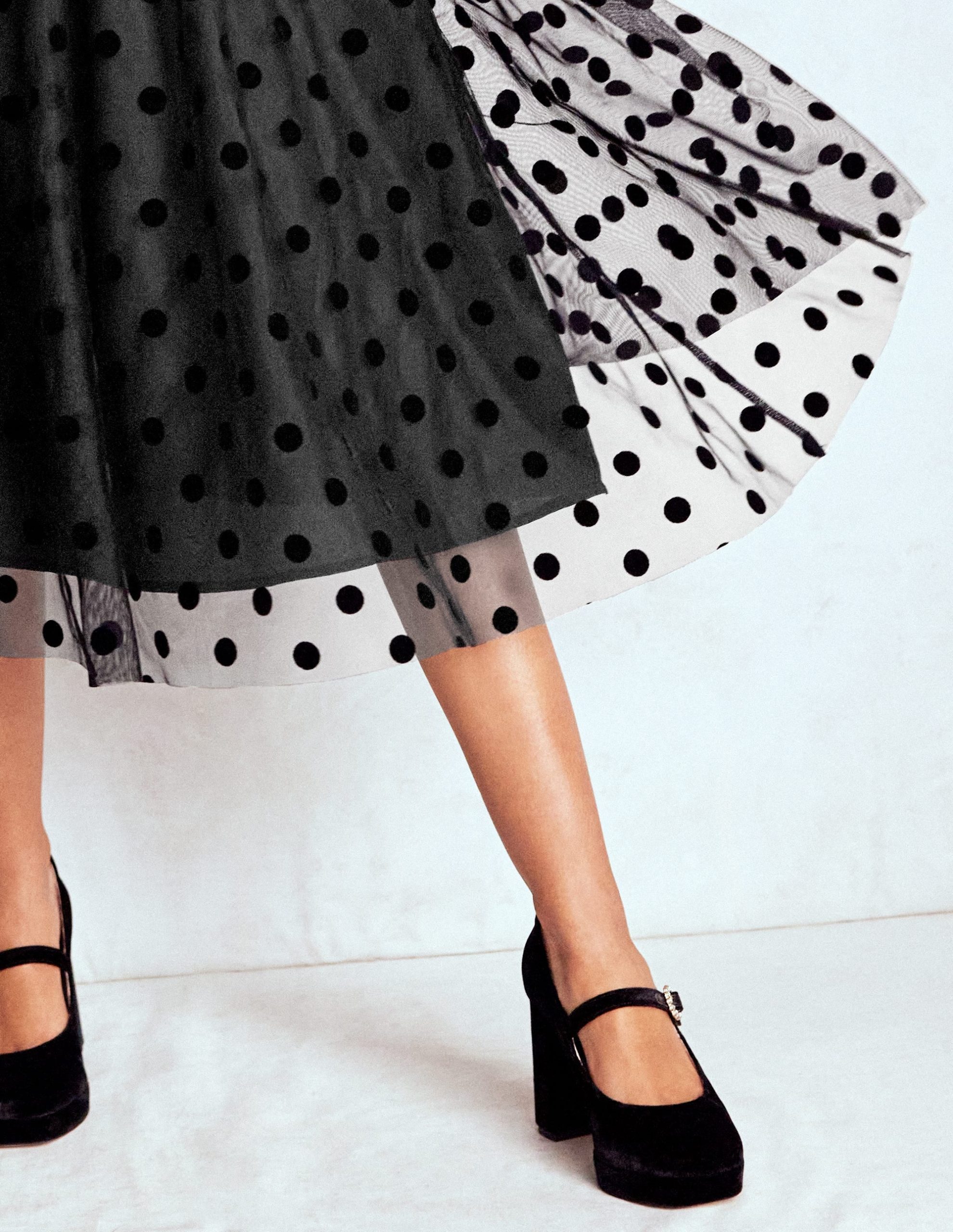 Velvet Bodice Jersey Dress-Black - Image 3