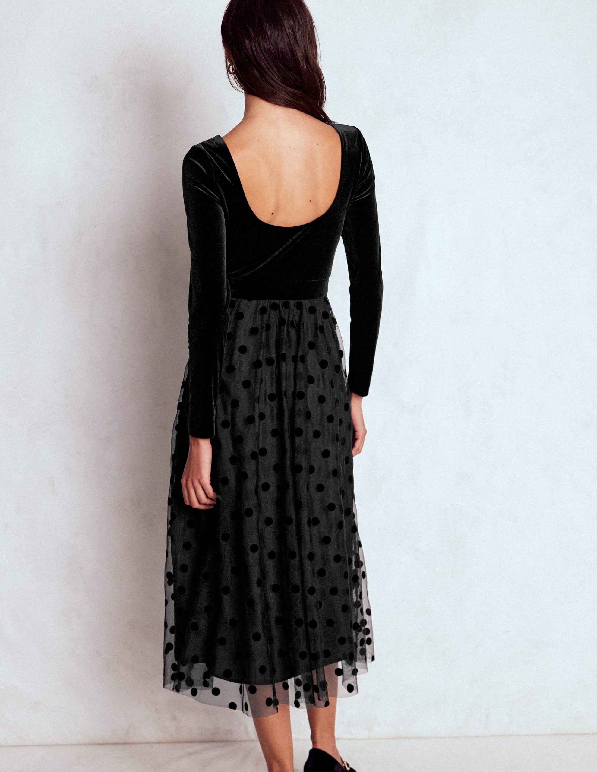 Velvet Bodice Jersey Dress-Black - Image 4