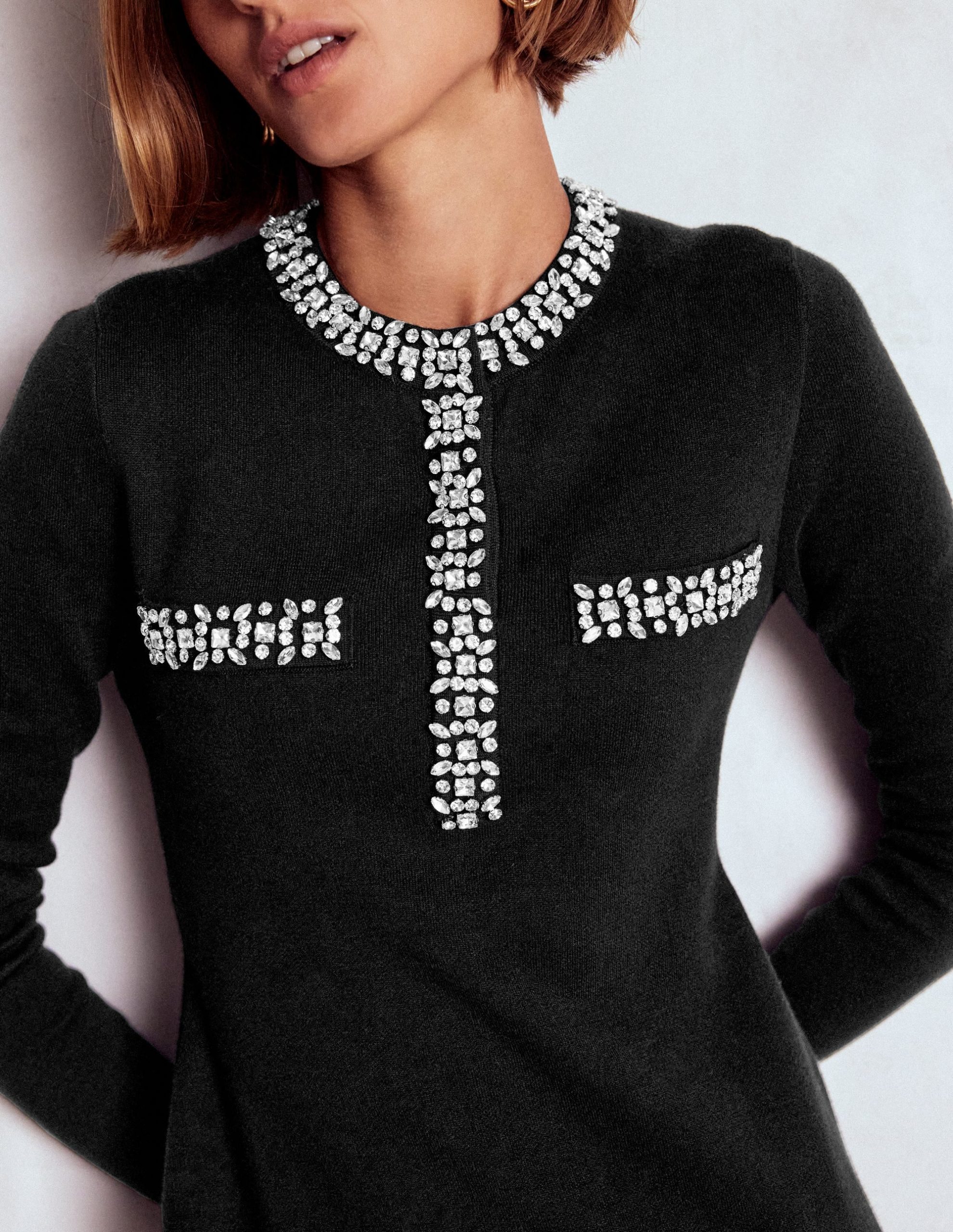 Embellished Knitted Dress-Black - Image 3