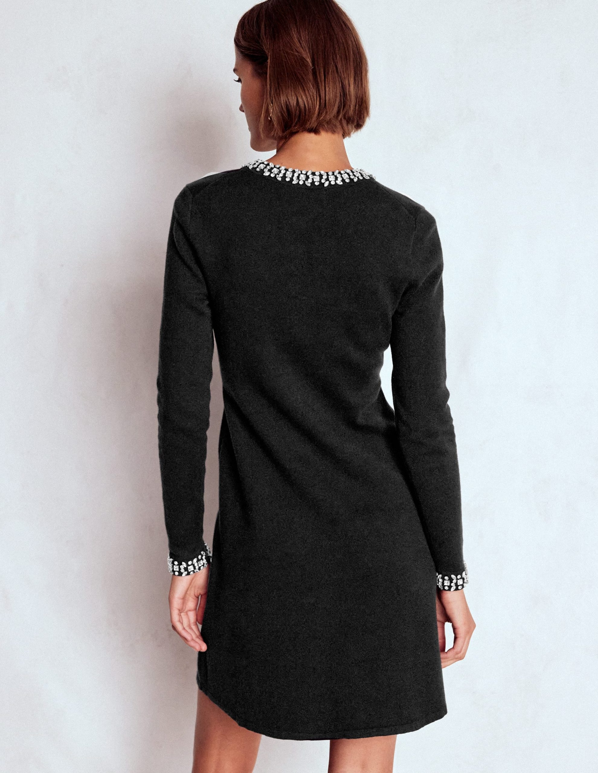 Embellished Knitted Dress-Black - Image 4