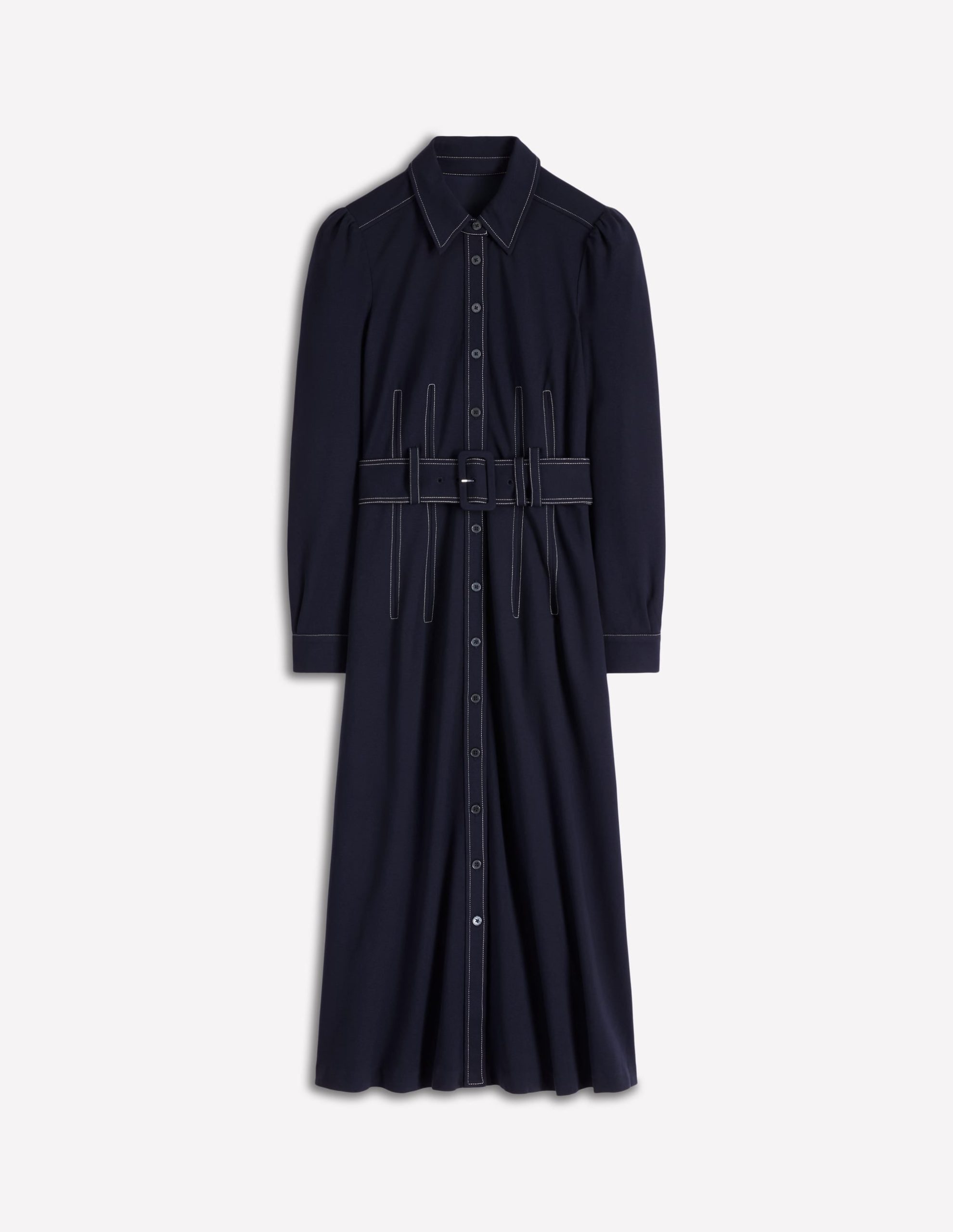 Anita Long Sleeve Shirt Dress-Navy - Image 7