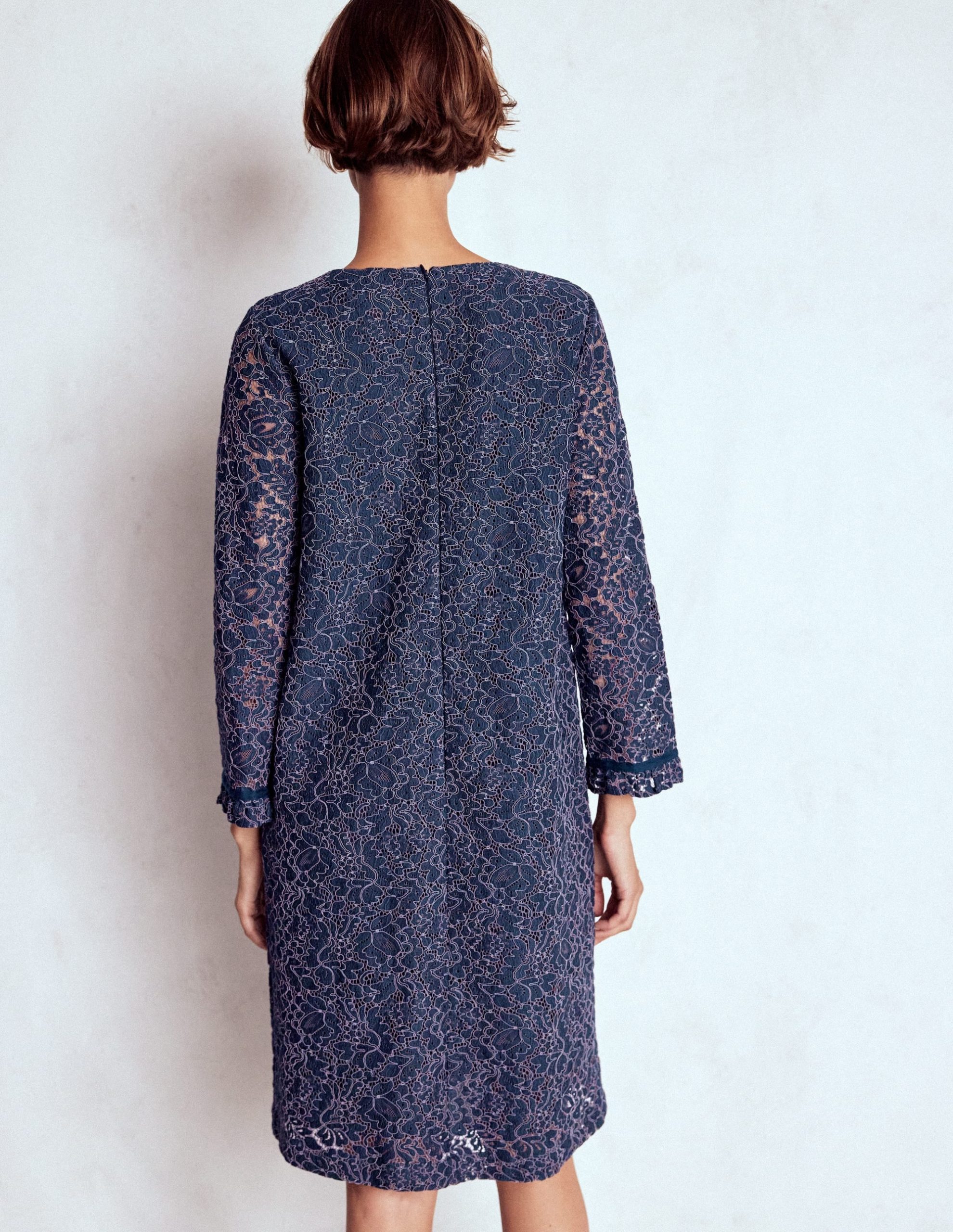 Lace Occasion Mini Dress-Navy - Image 3