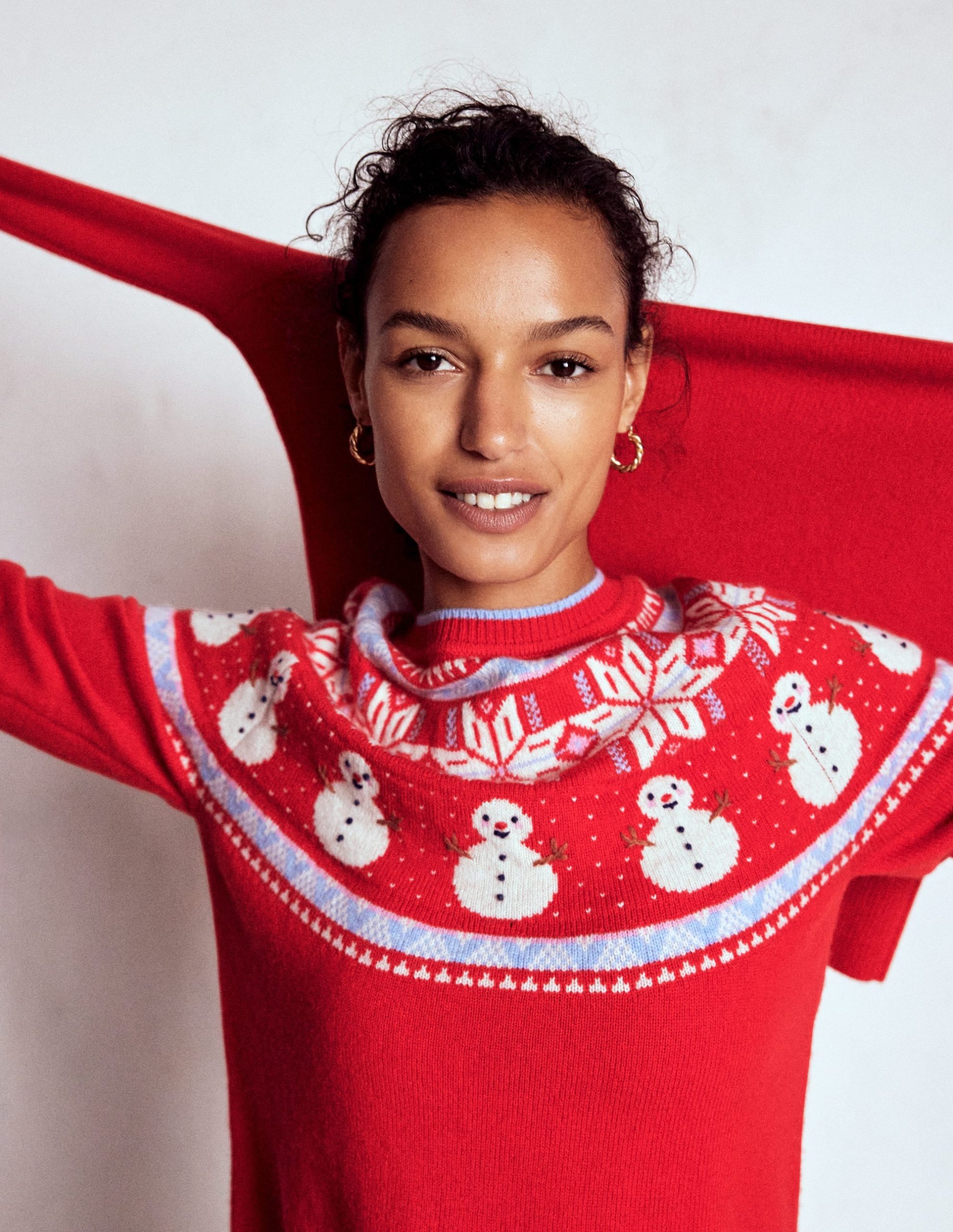 Edie Fair Isle Sweater-Red. Snowman - Image 4