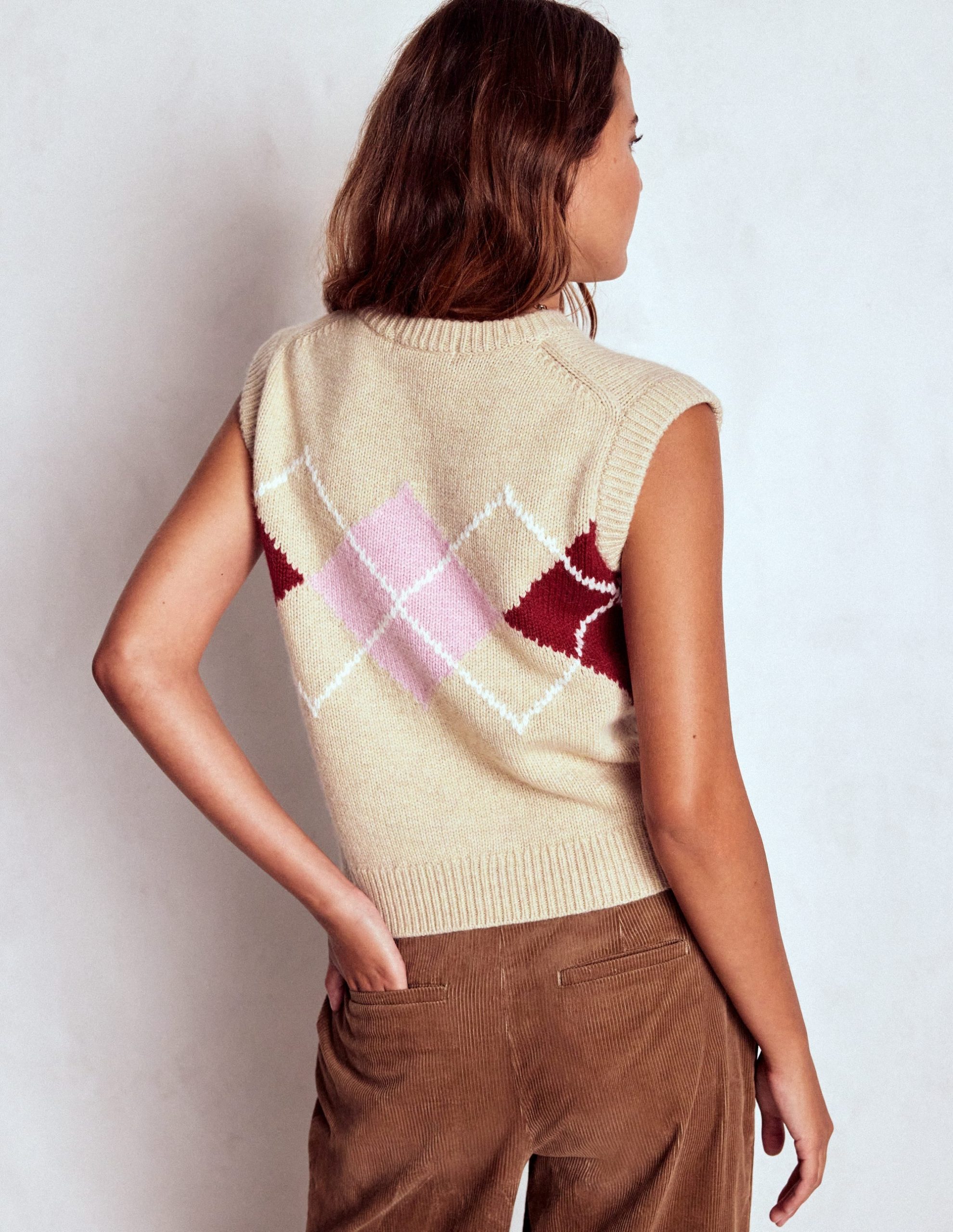 Eleanor Fair Isle Vest-Chinchilla Melange Argyle - Image 4