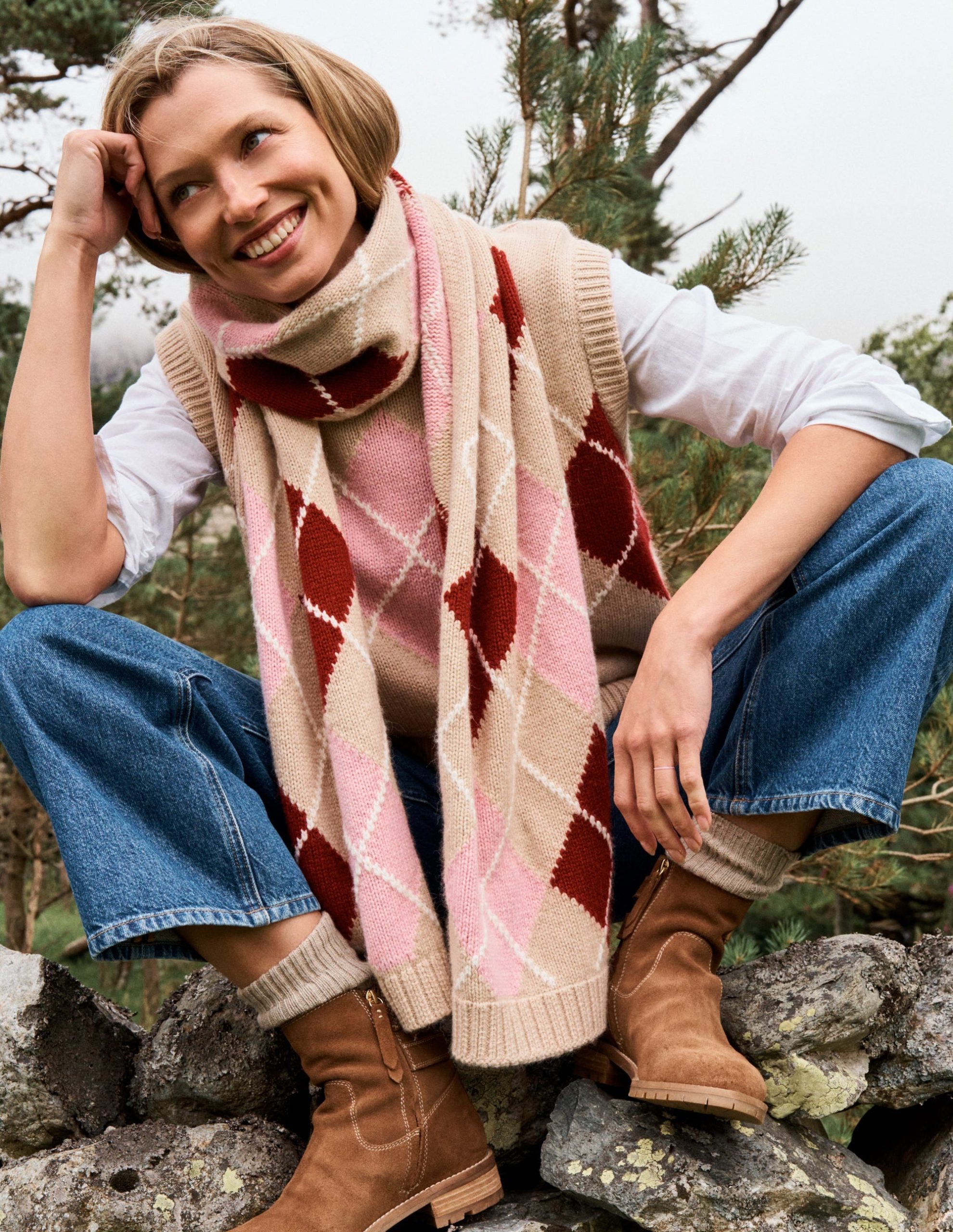 Eleanor Fair Isle Vest-Chinchilla Melange Argyle - Image 2