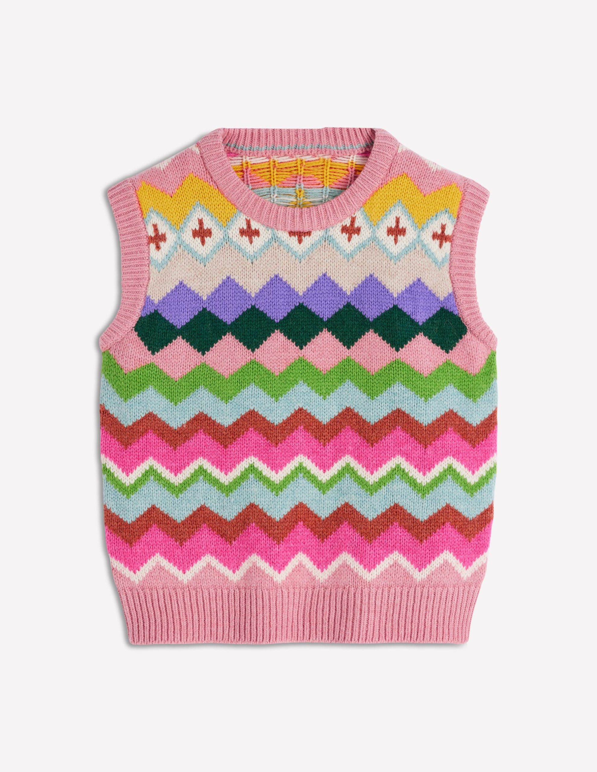 Eleanor Fair Isle Vest-Pink Heritage Fair Isle - Image 8