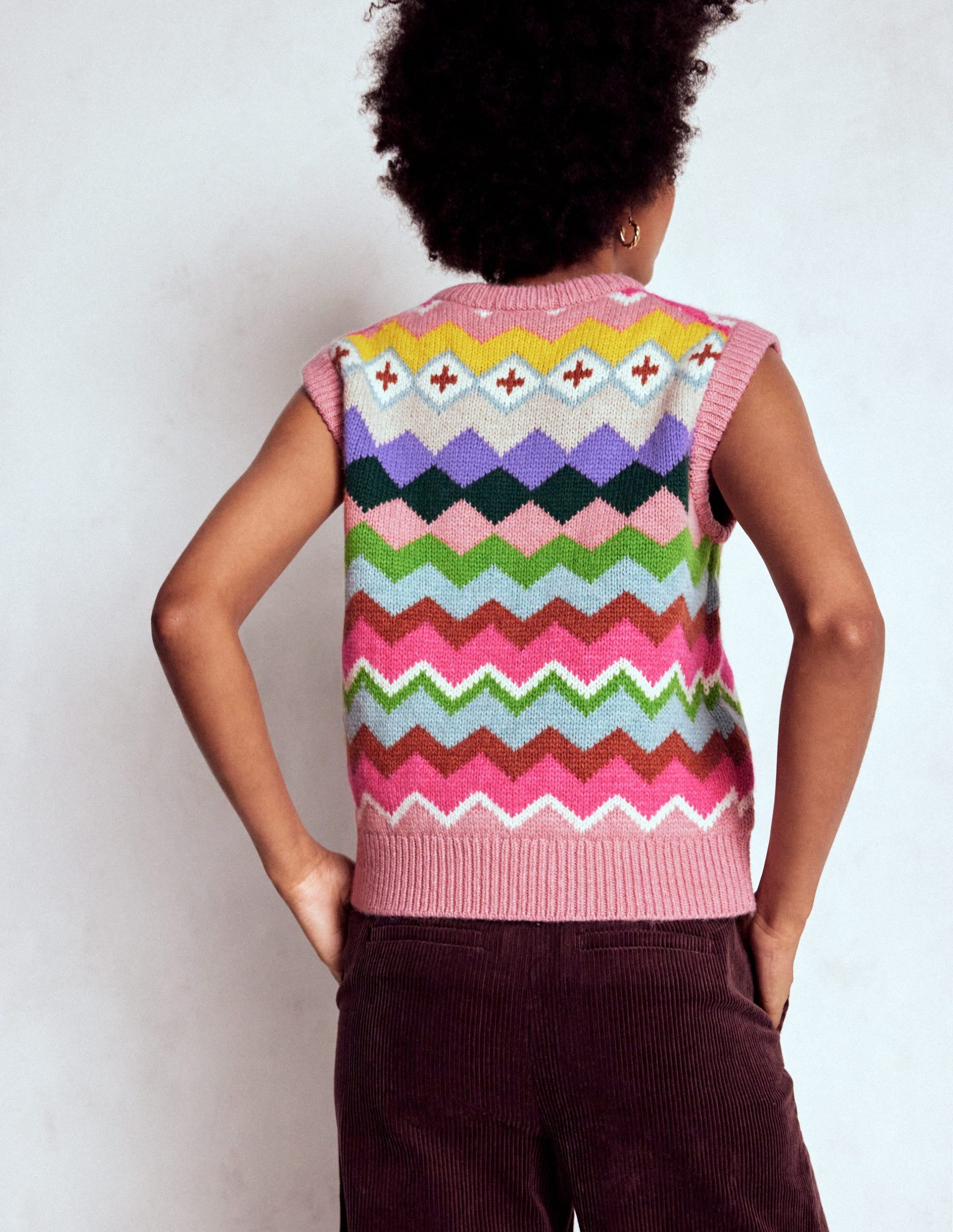 Eleanor Fair Isle Vest-Pink Heritage Fair Isle - Image 3