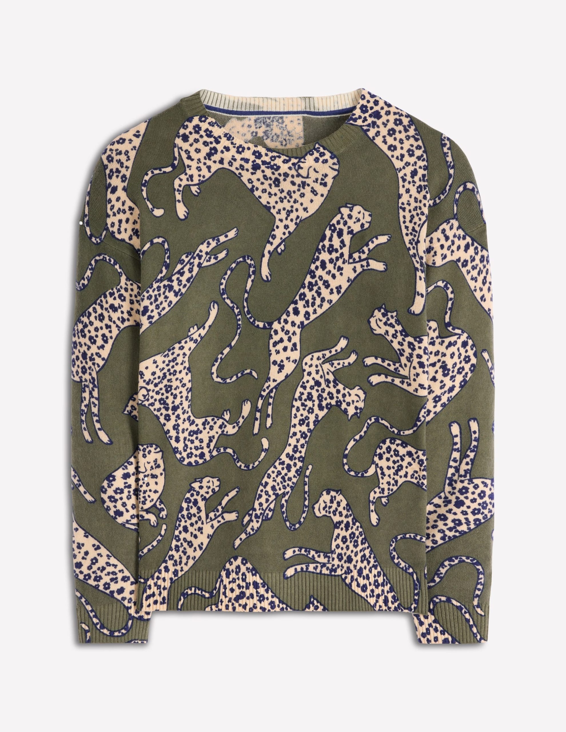 Lydia Cashmere Jumper-Woodland Green. Leopard - Image 7