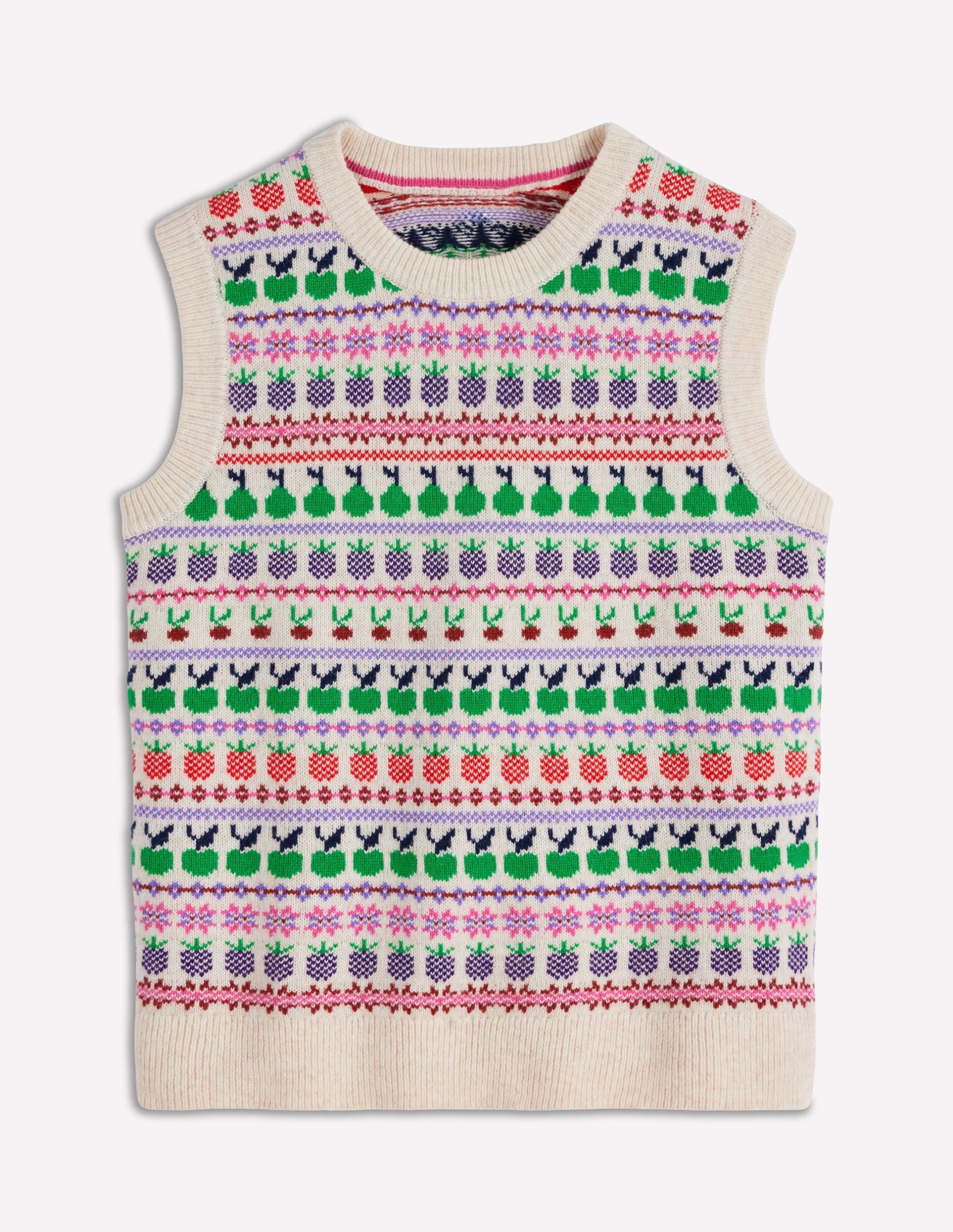 Edie Fair Isle Vest-Ecru Marl. Fruit - Image 6
