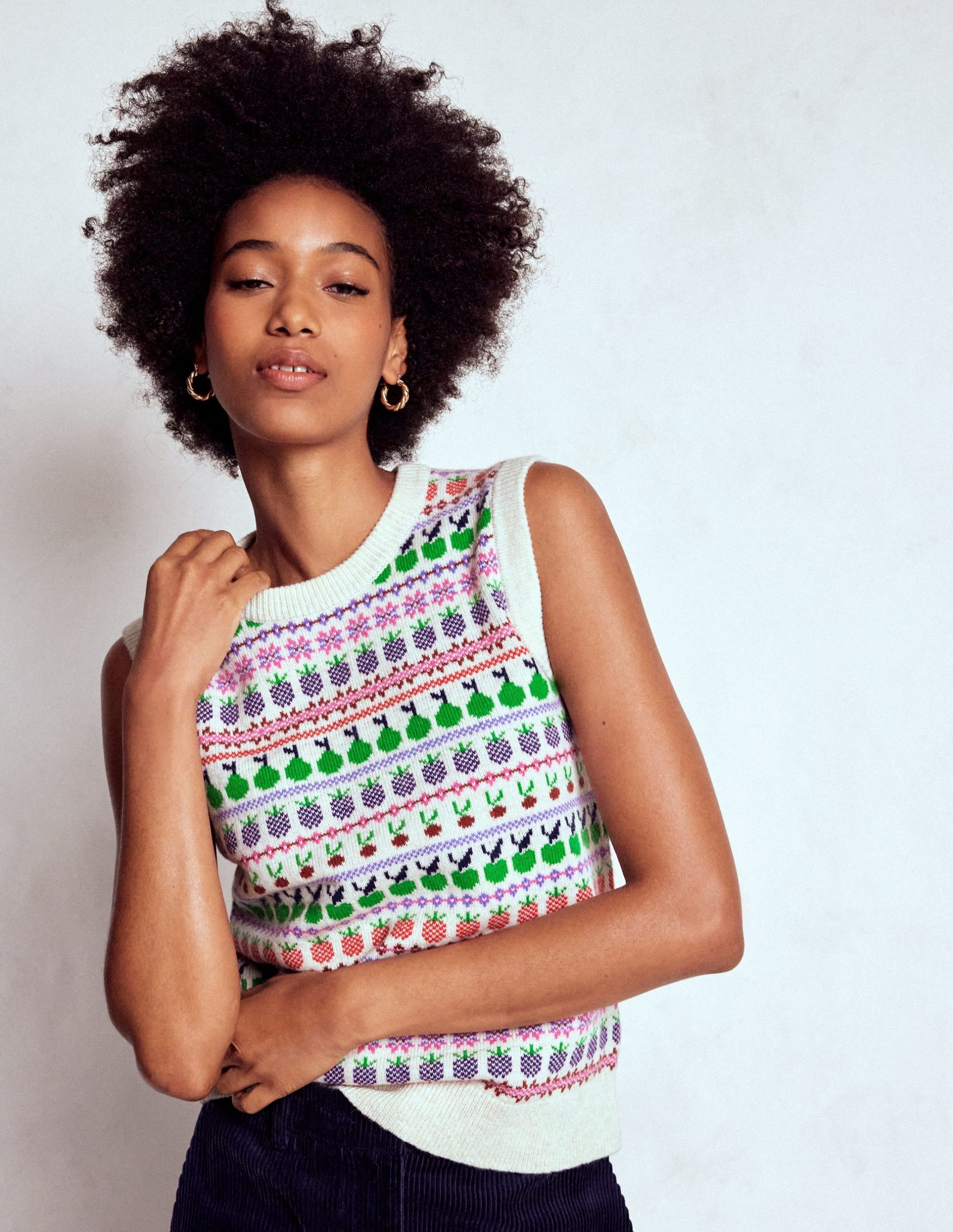 Edie Fair Isle Vest-Ecru Marl. Fruit - Image 4