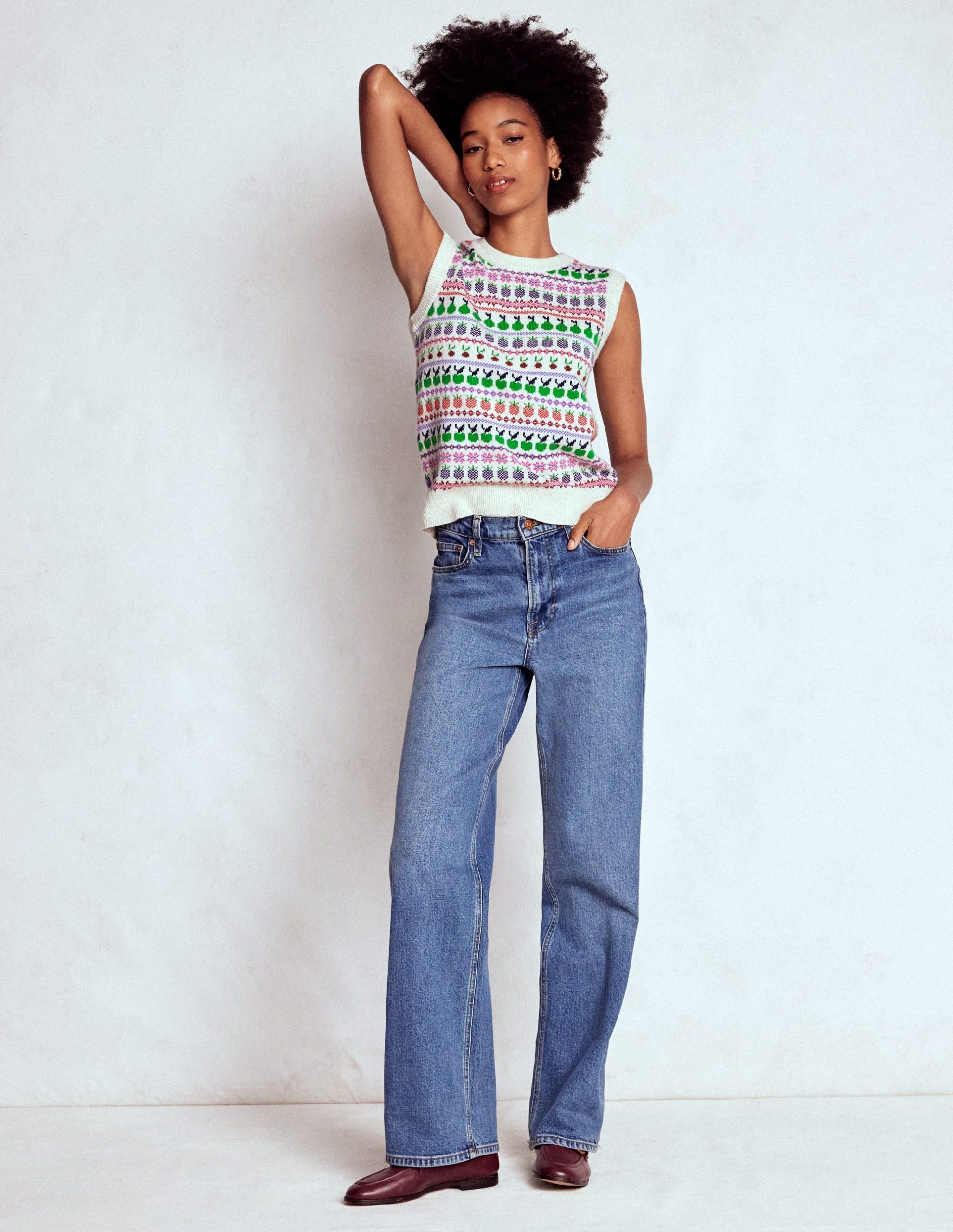 Edie Fair Isle Vest-Ecru Marl. Fruit - Image 5