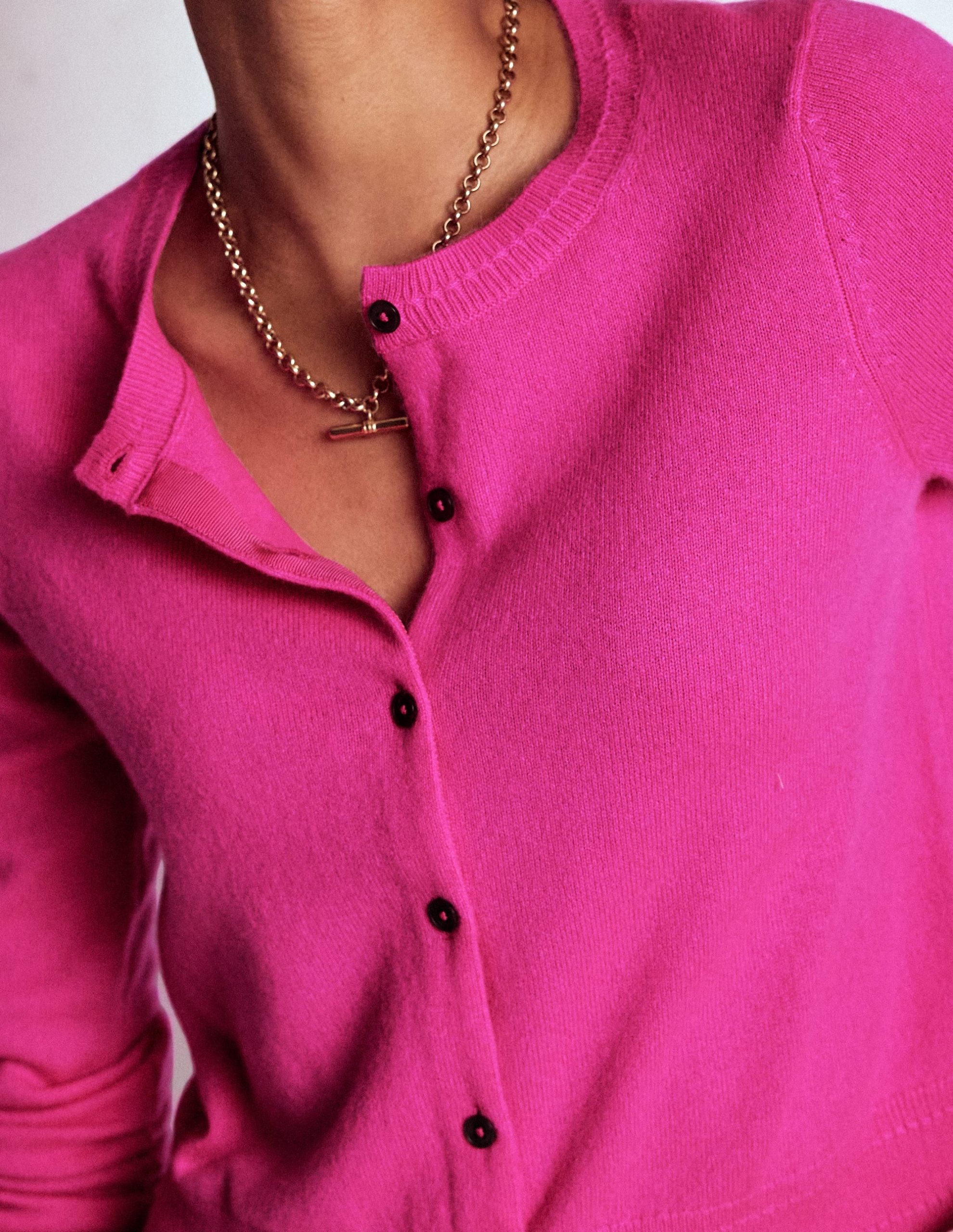 Eva Cashmere Cropped Cardigan-Pop Pansy - Image 2