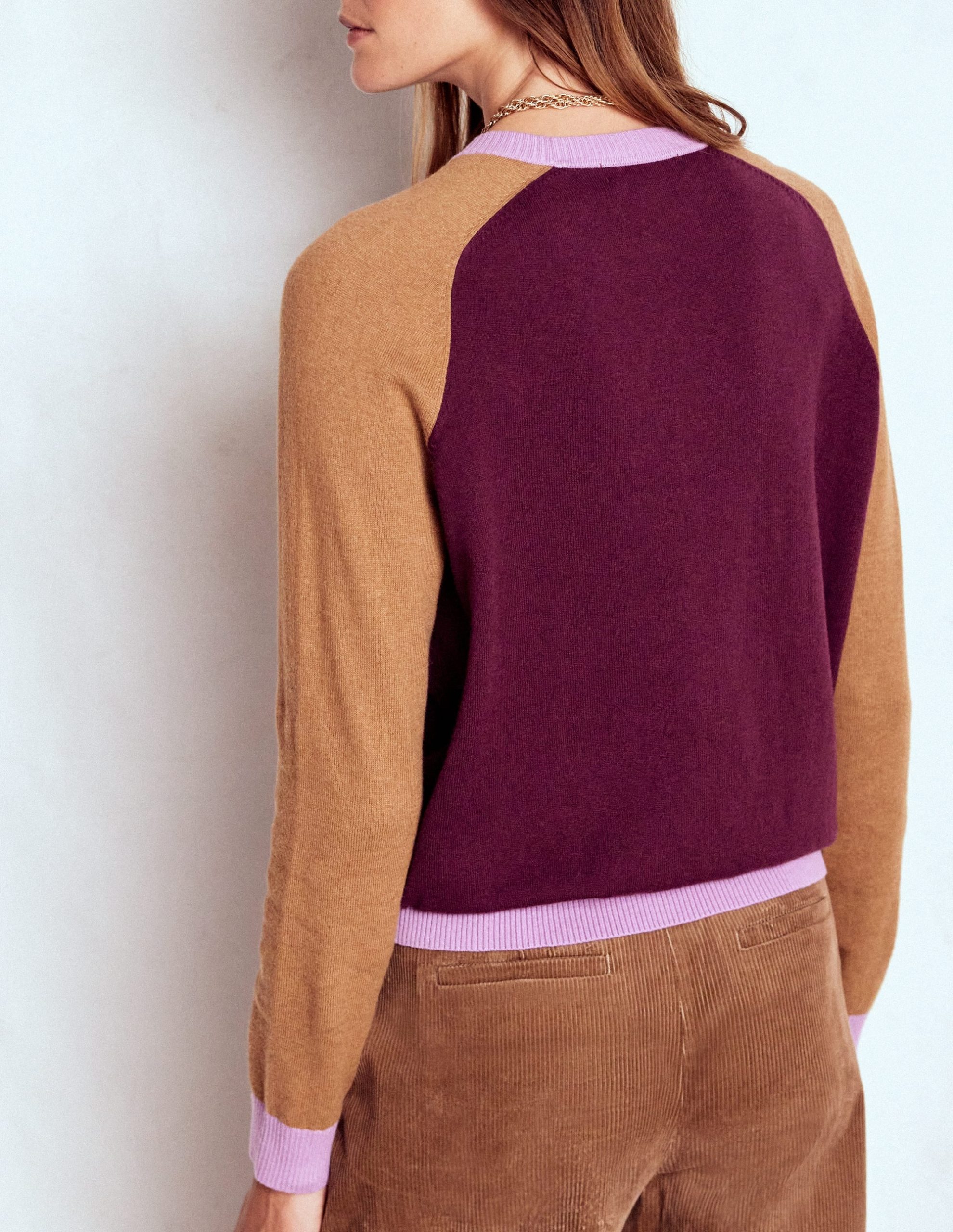 Meg Saddle Sleeve Sweater-Plum Jam. Colour Block - Image 3