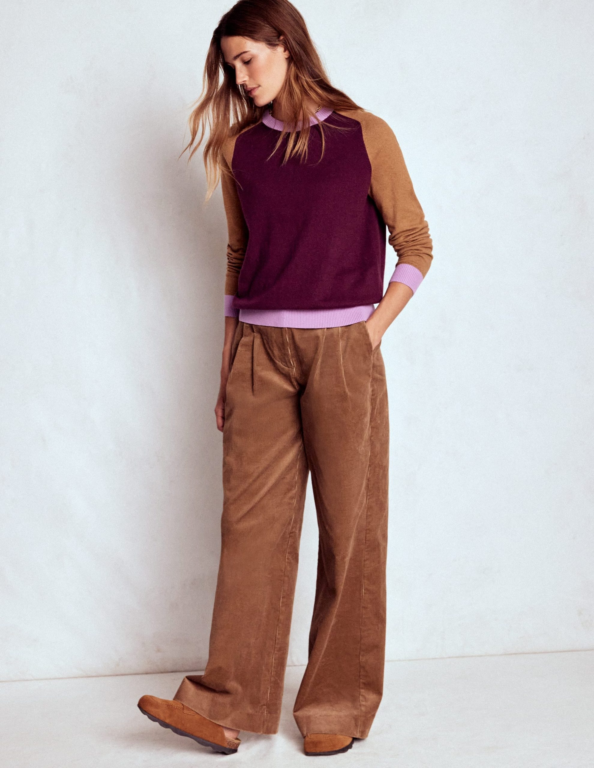 Meg Saddle Sleeve Sweater-Plum Jam. Colour Block - Image 4