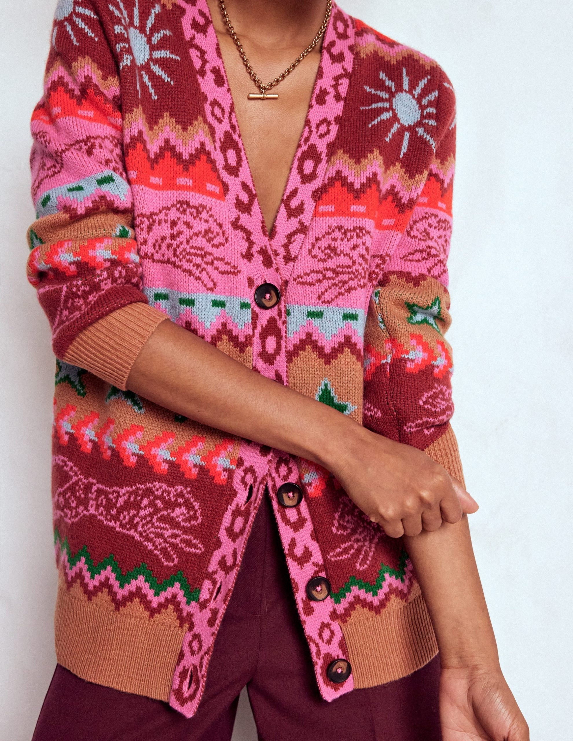 Quinn Boyfriend Cardigan-Camel. Cheetahs - Image 2