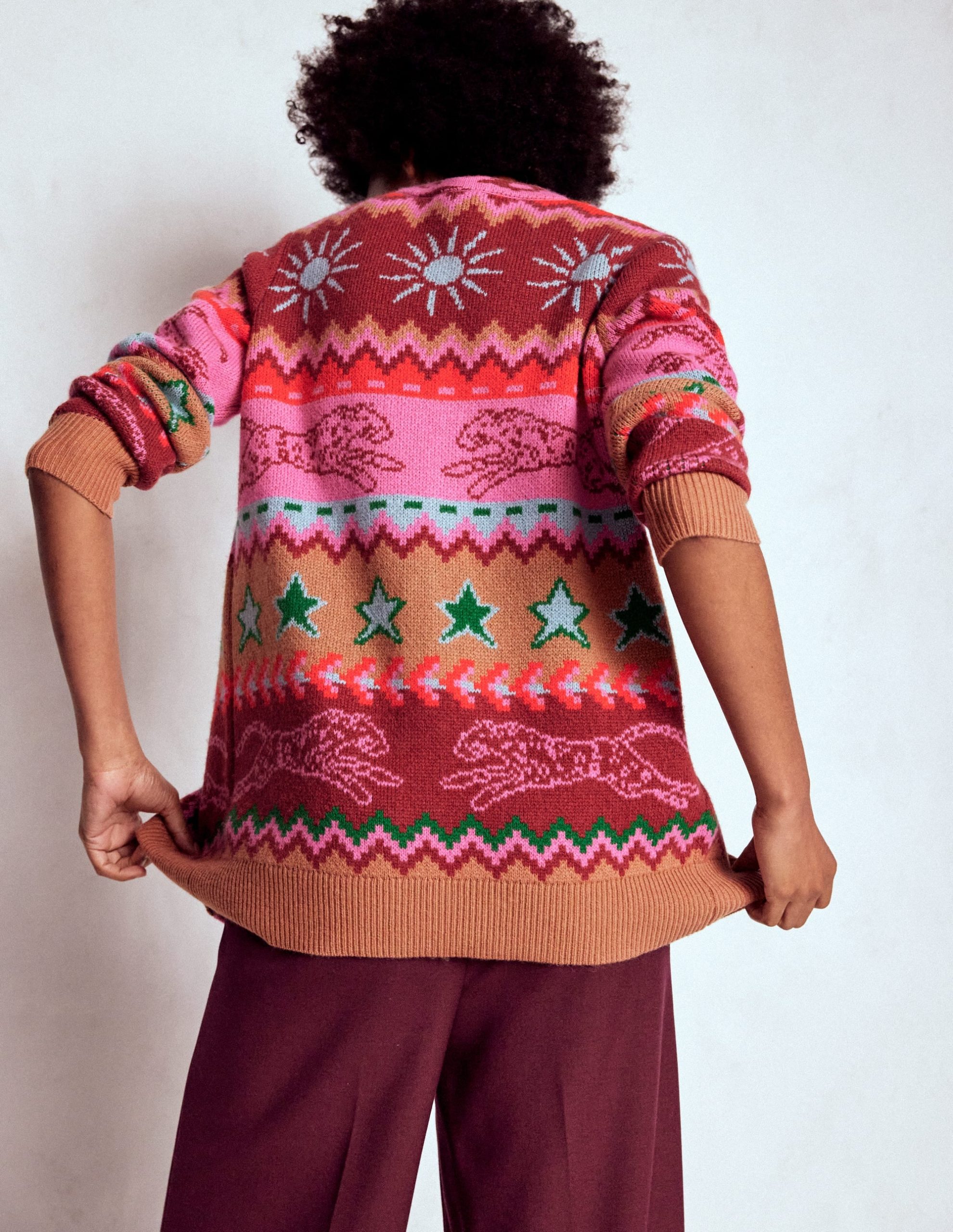 Quinn Boyfriend Cardigan-Camel. Cheetahs - Image 3