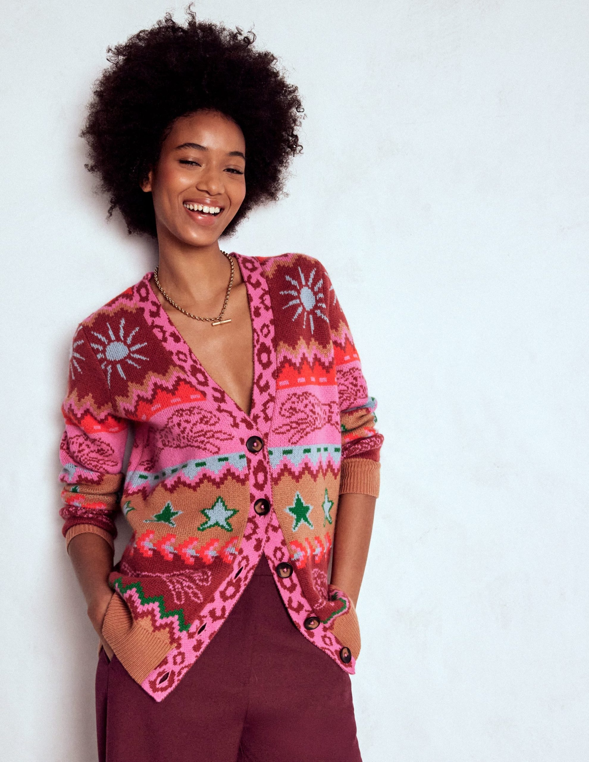 Quinn Boyfriend Cardigan-Camel. Cheetahs - Image 4