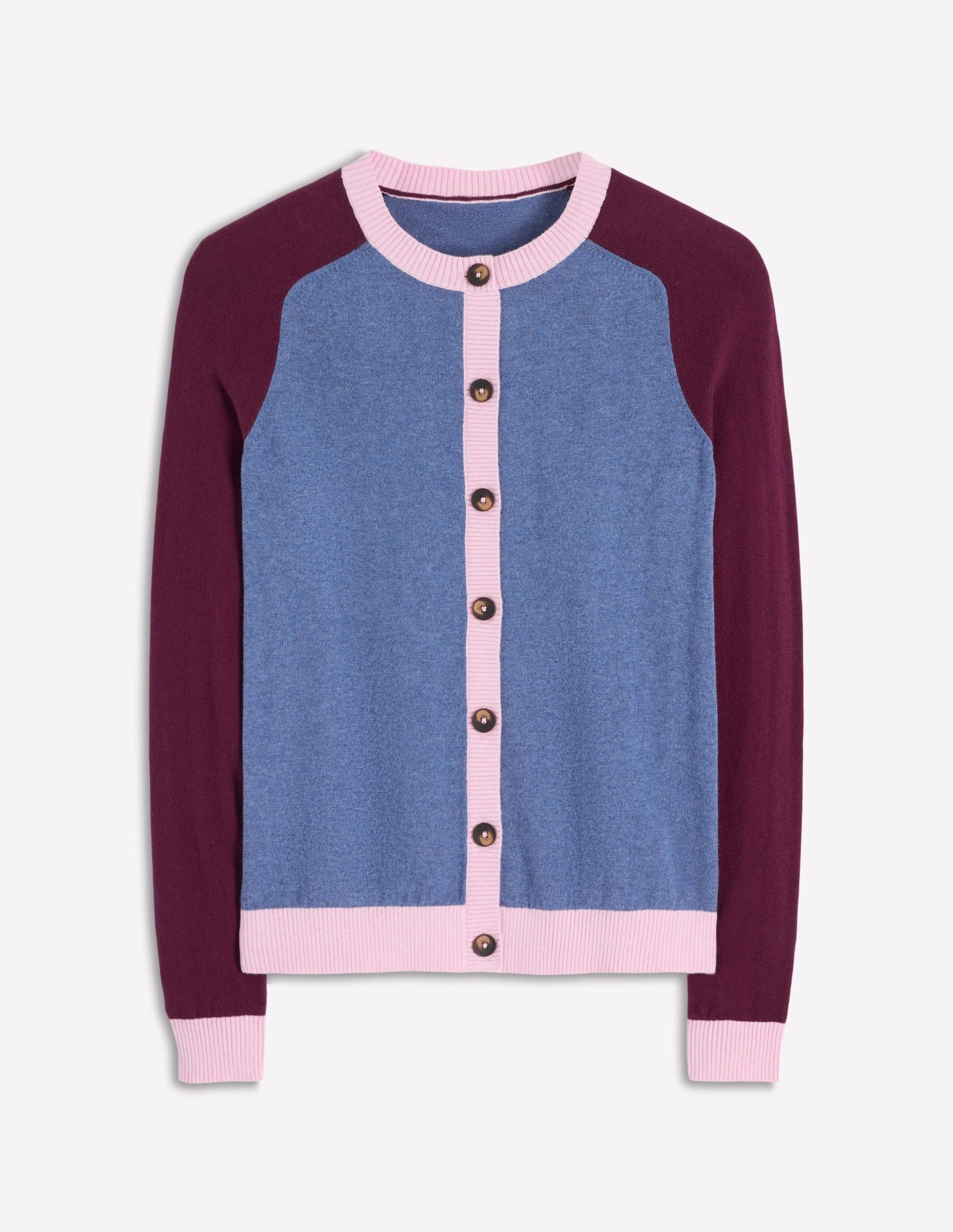 Meg Raglan Sleeve Cardigan-Harbour Blue. Colour Block - Image 5