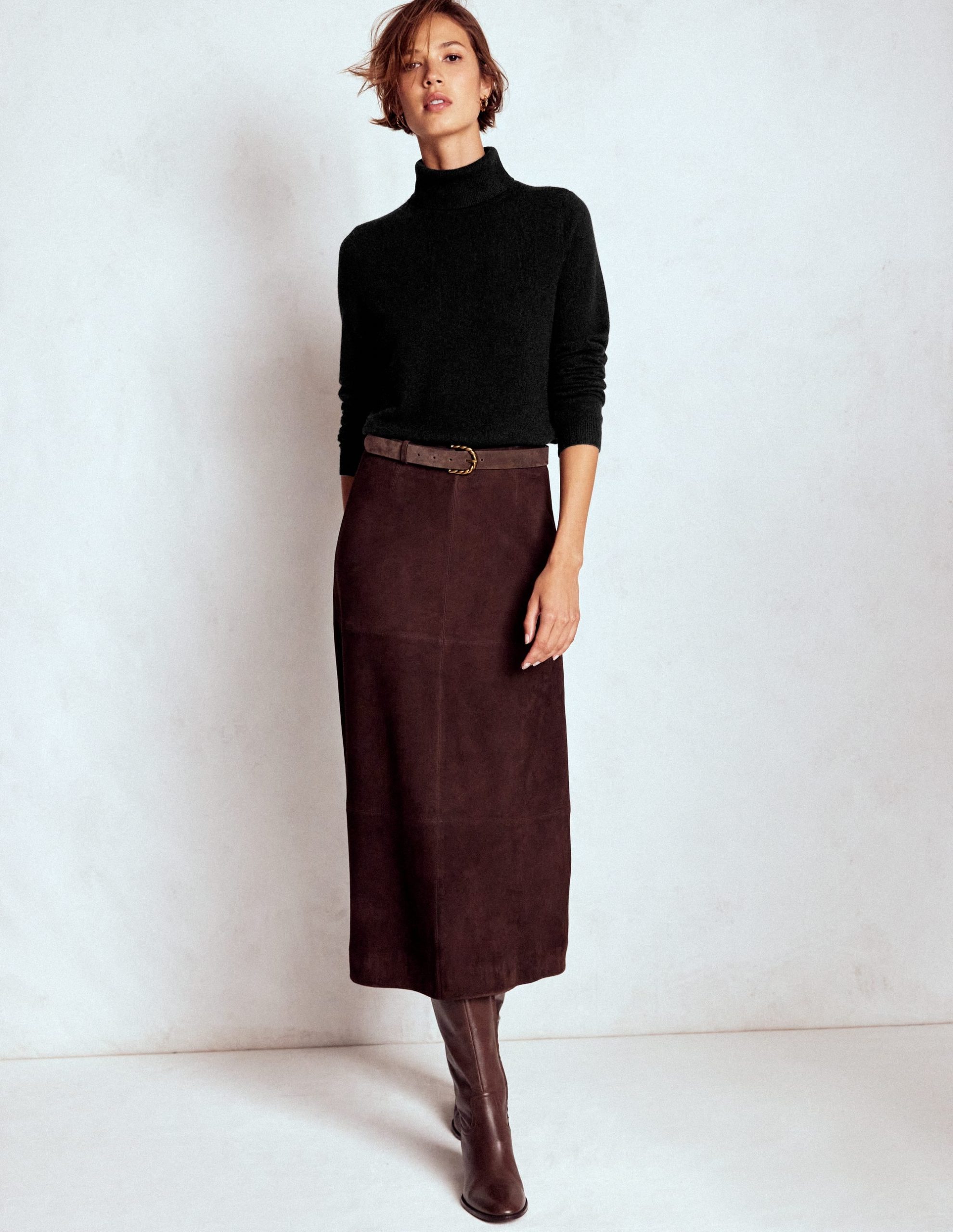 Eva Cashmere Roll Neck Sweater-Black - Image 4