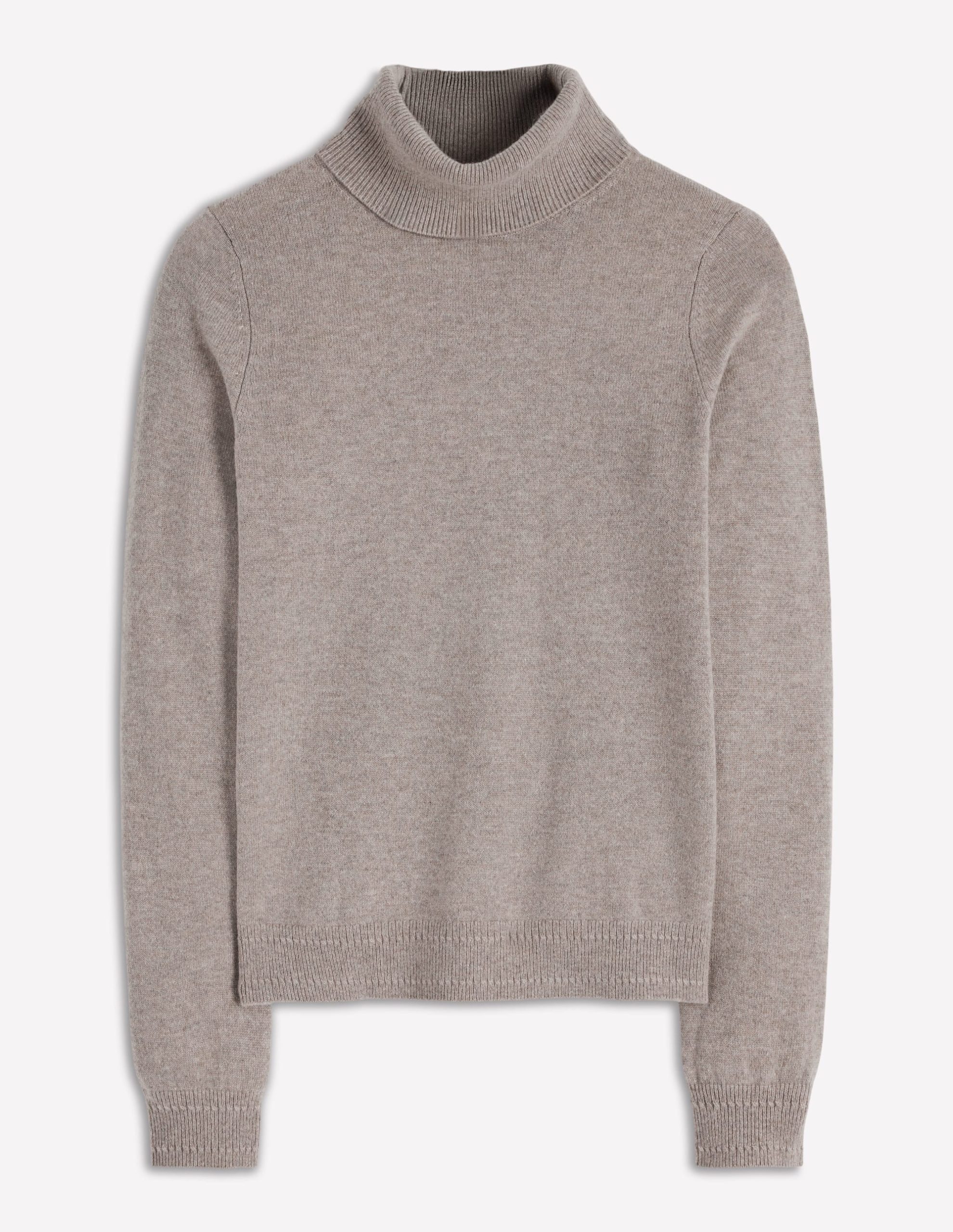 Eva Cashmere Roll Neck Sweater-Mink Melange - Image 5