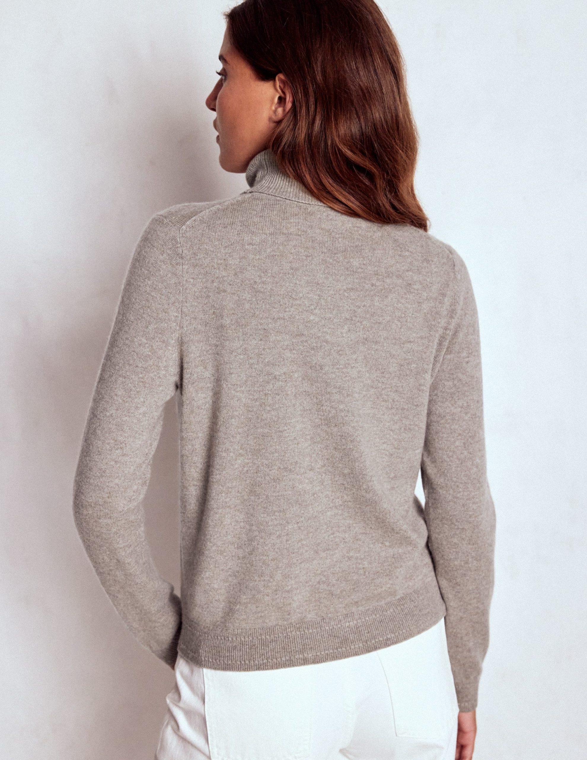 Eva Cashmere Roll Neck Sweater-Mink Melange - Image 3