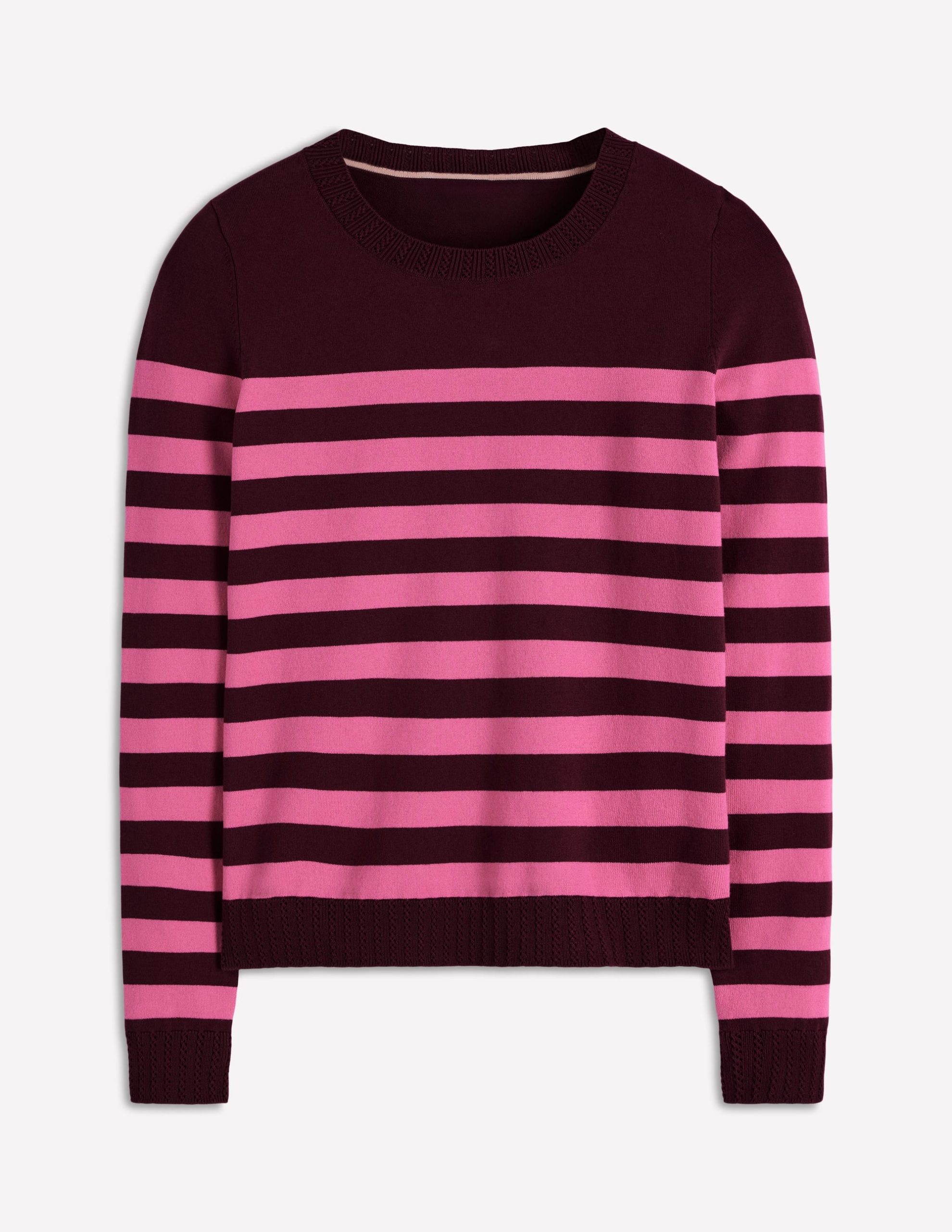 Emilia Cotton Crew Sweater-Chestnut/Pink Stripe - Image 5