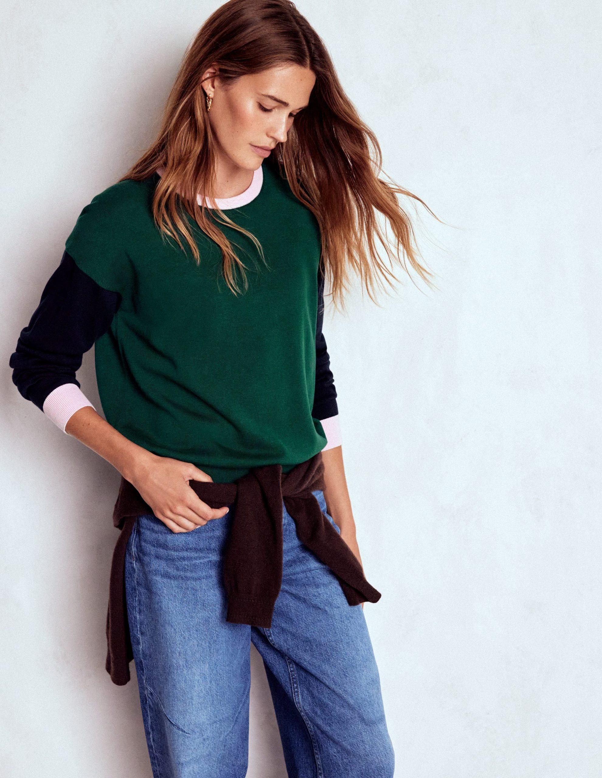 Lara Relaxed Cotton Jumper-Emerald Night. Navy - Image 4