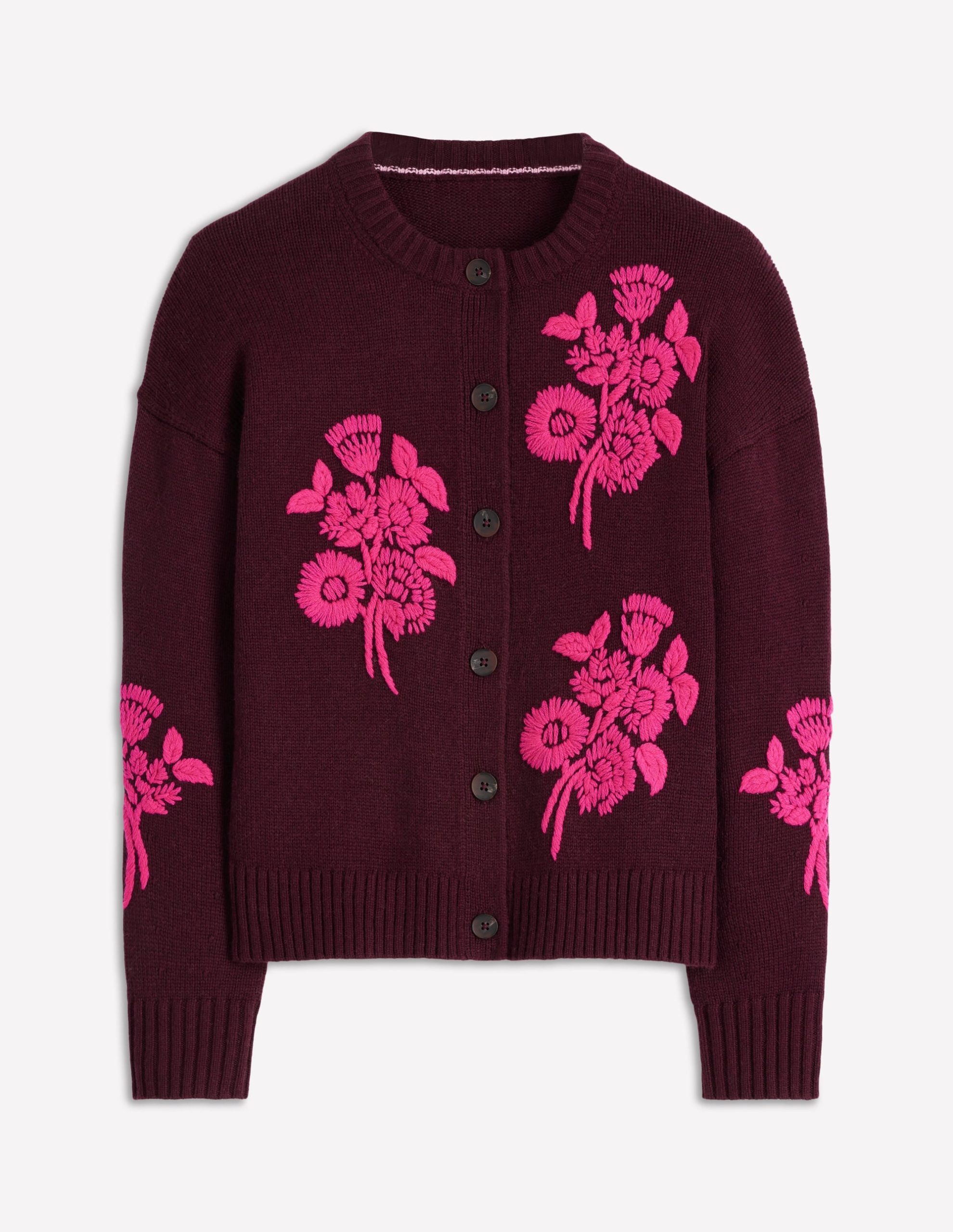 Natalie Embroidered Cardigan-Dark Cherry Bouquet - Image 2