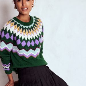 Eleanor Fair Isle Sweater-Promenade Green Melange
