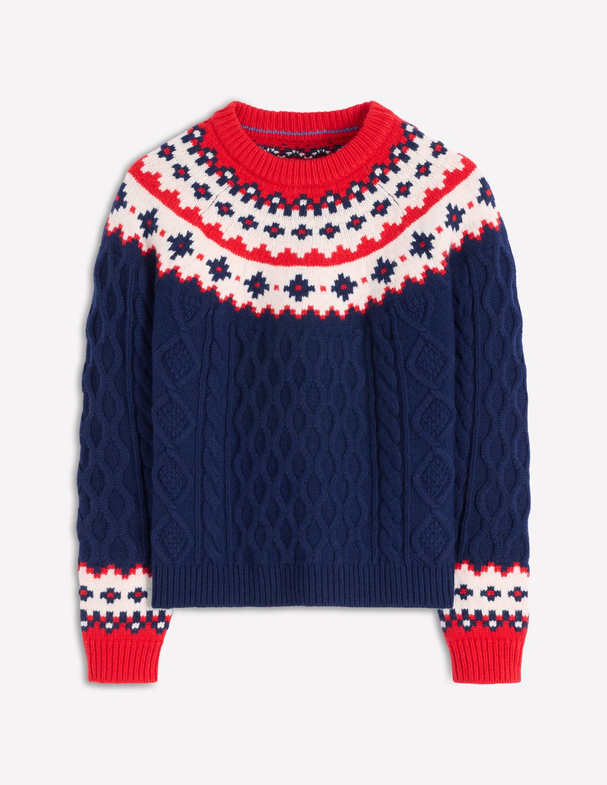 Eleanor Fair Isle Sweater-Navy Cable - Image 6