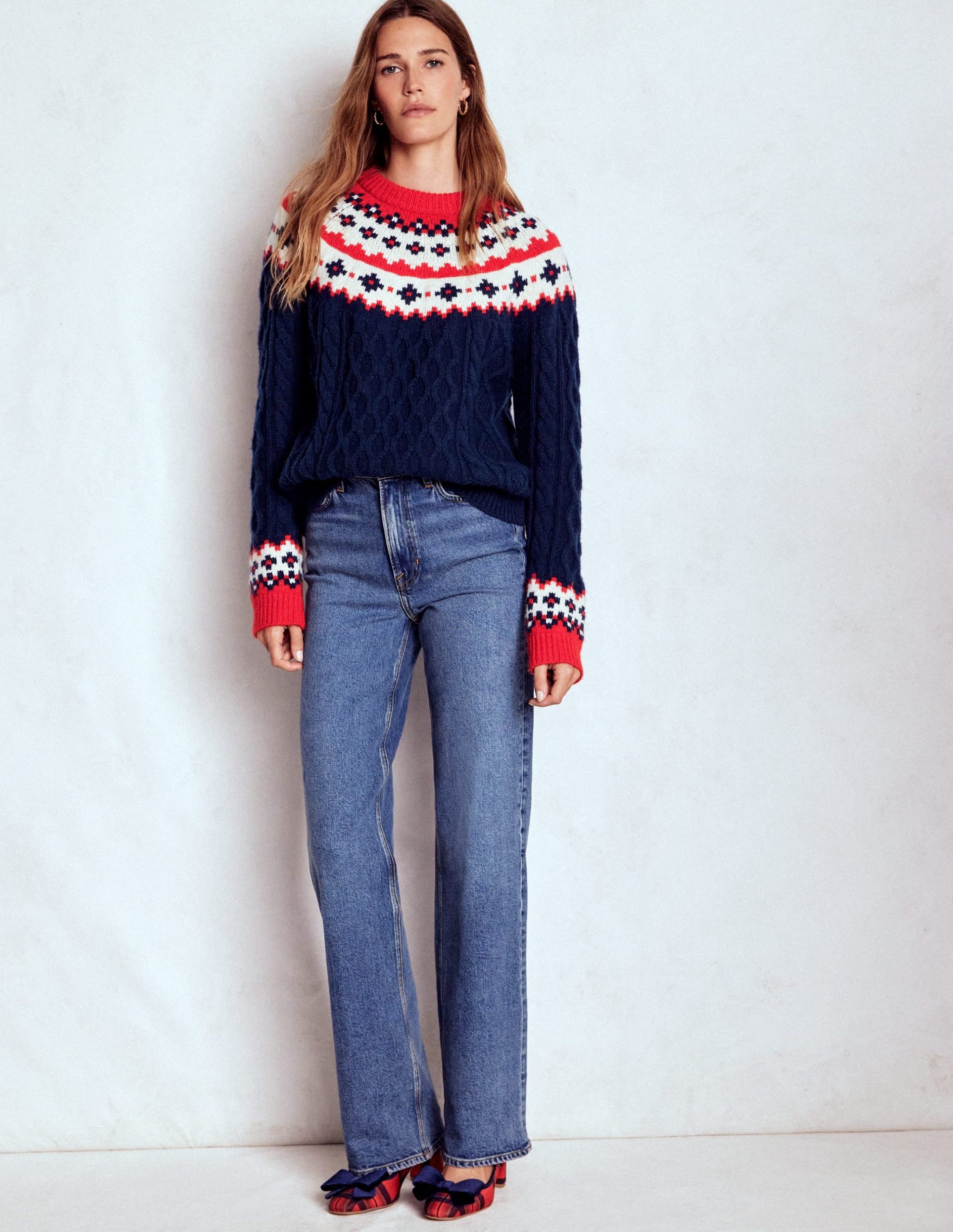 Eleanor Fair Isle Sweater-Navy Cable - Image 5