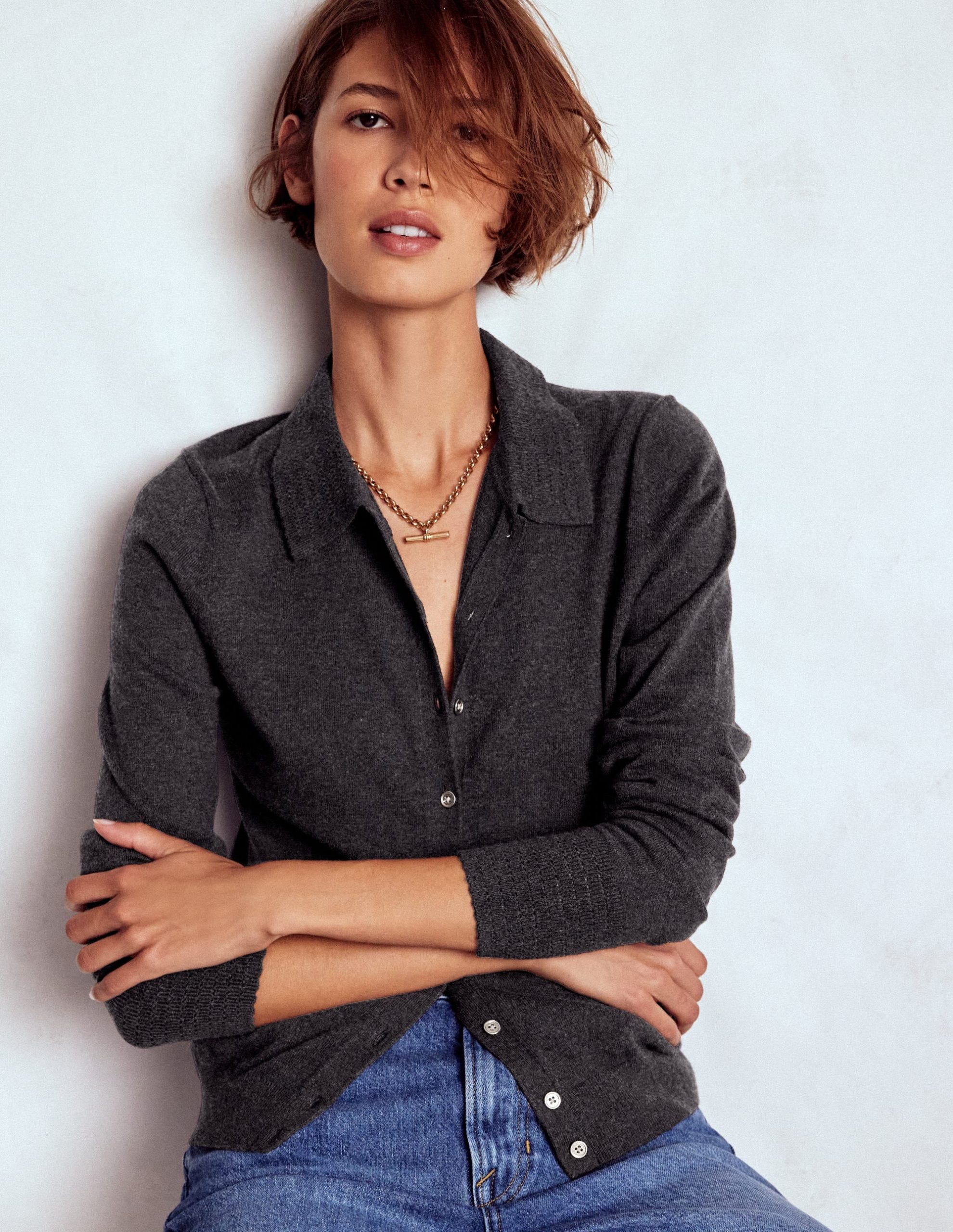 Briony Stitch Cardigan-Charcoal Melange - Image 5