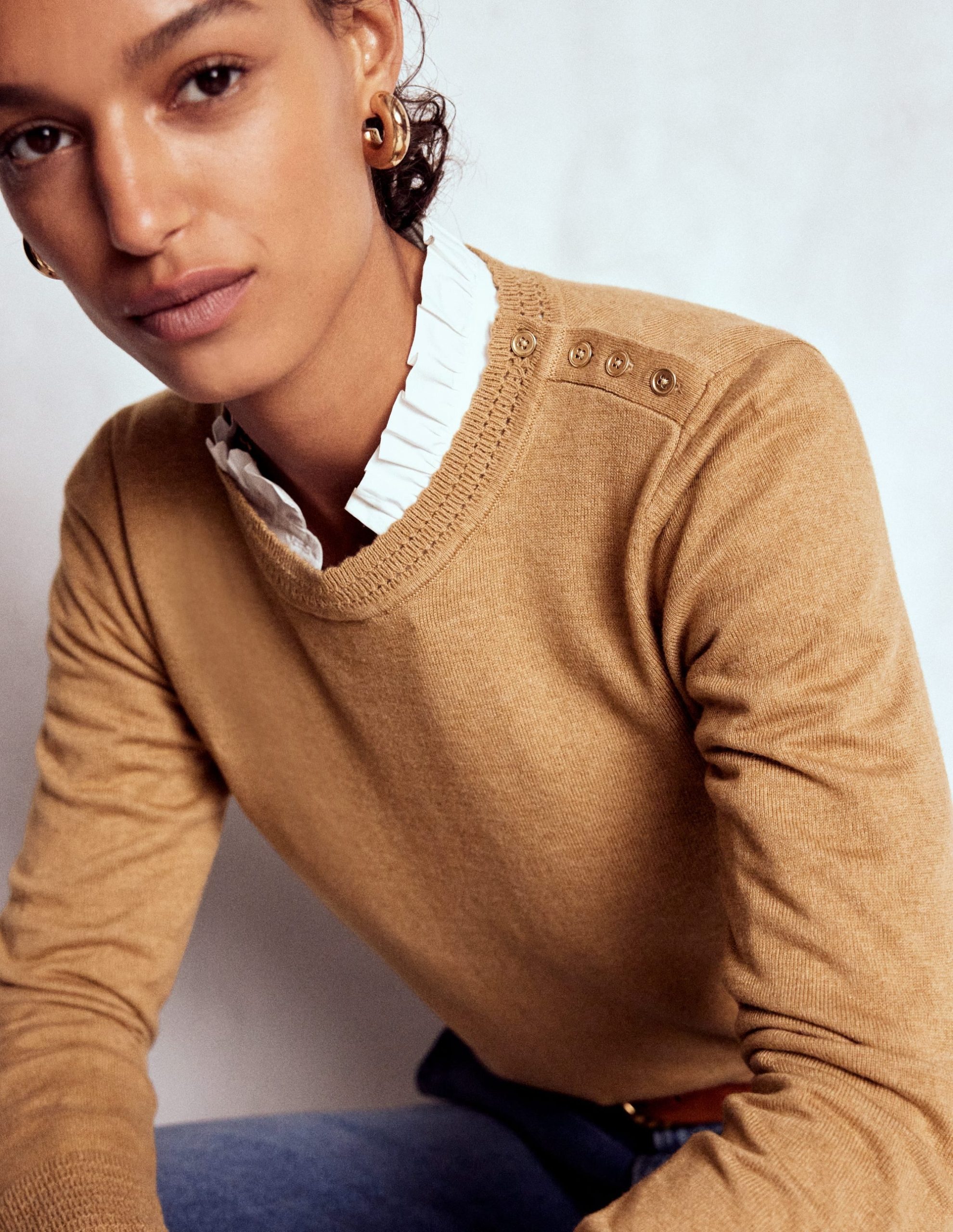 Briony Stitch Sweater-Camel Melange